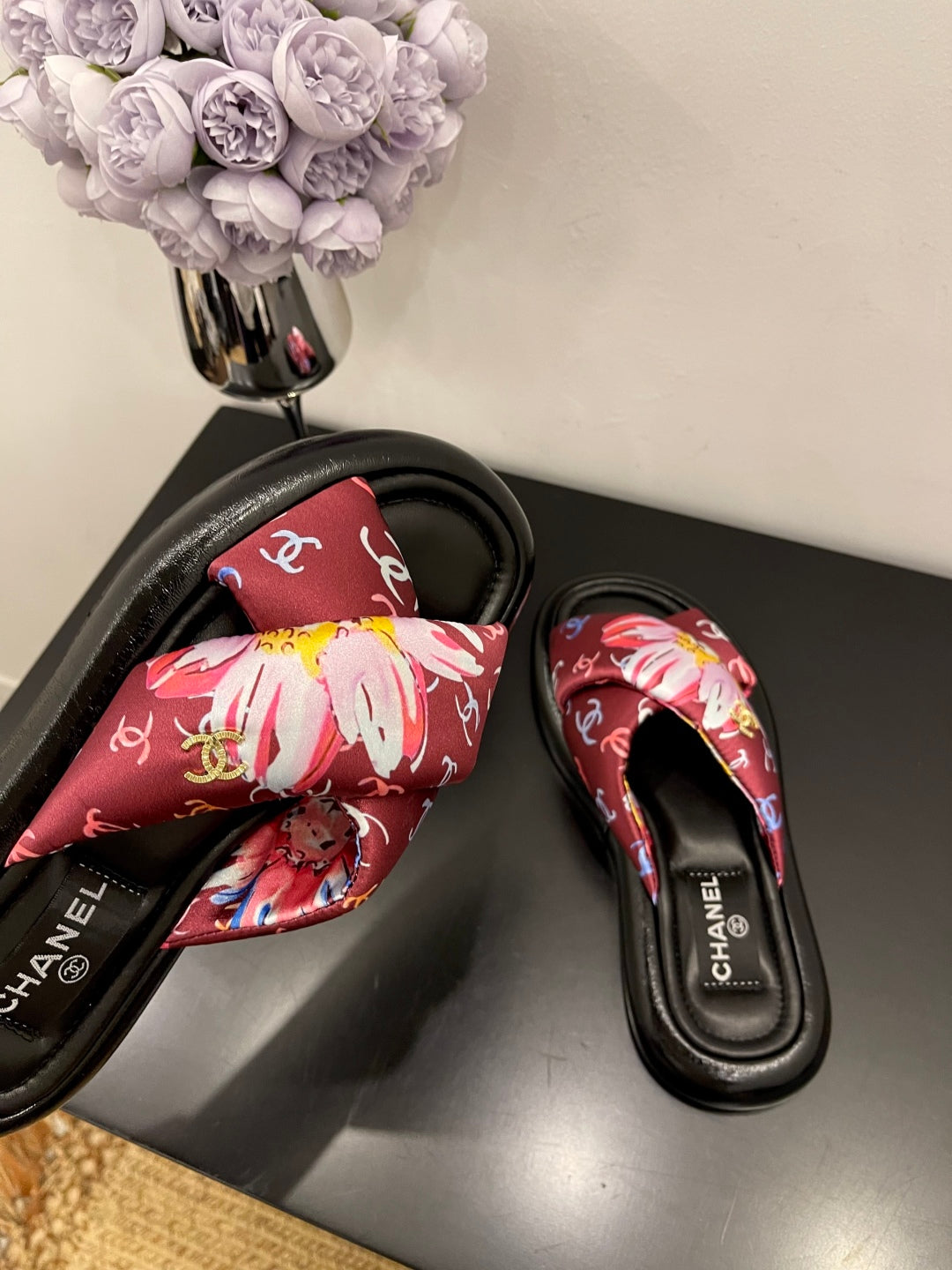 CC 25 Platform Slide Red Cloth Sheepskin 334746