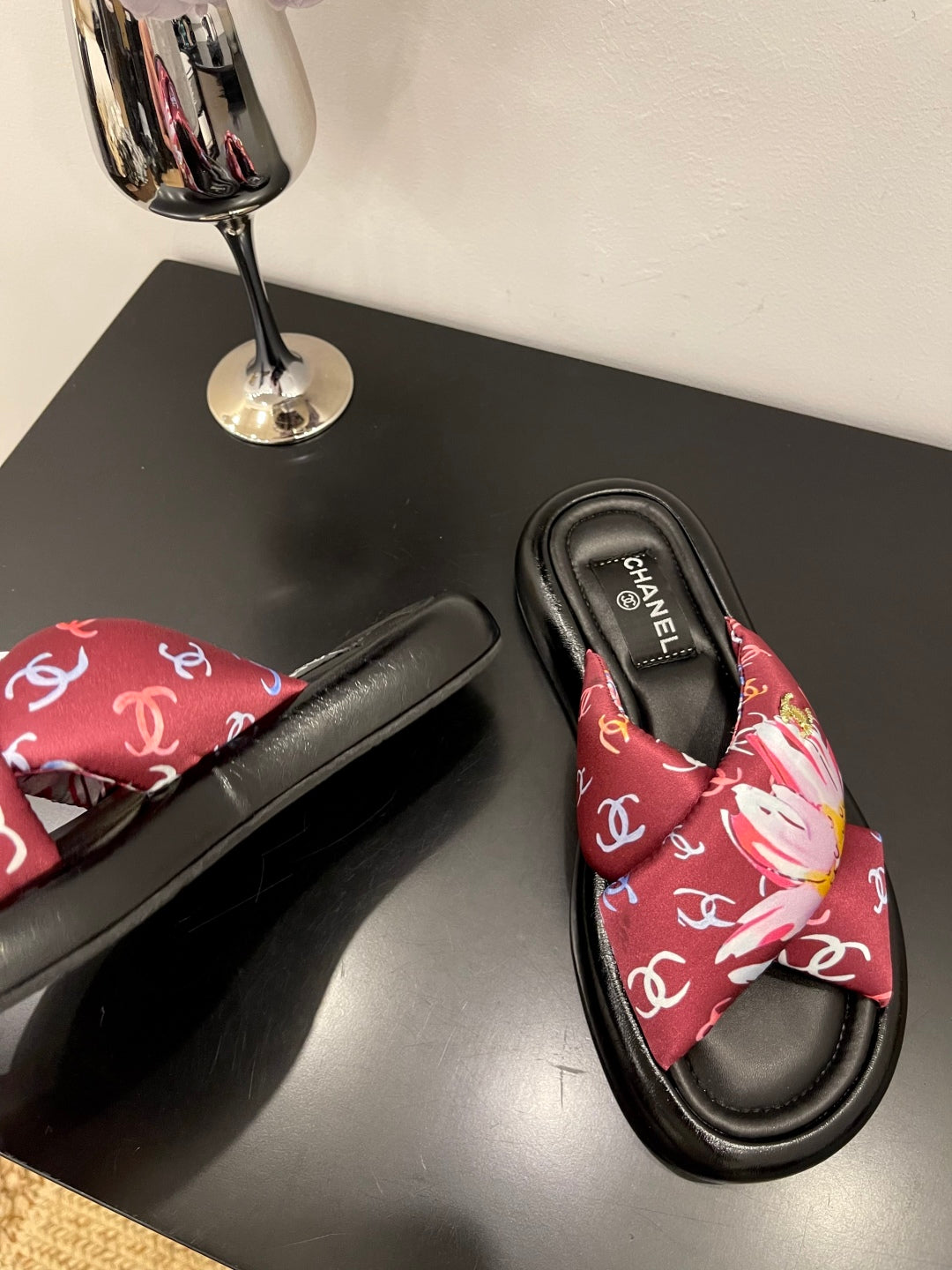 CC 25 Platform Slide Red Cloth Sheepskin 334746