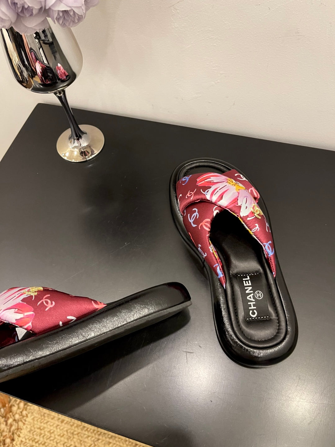 CC 25 Platform Slide Red Cloth Sheepskin 334746