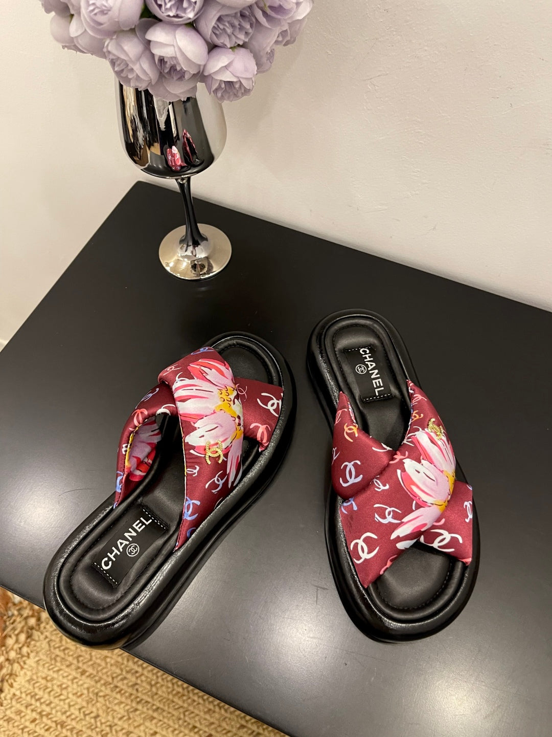 CC 25 Platform Slide Red Cloth Sheepskin 334746