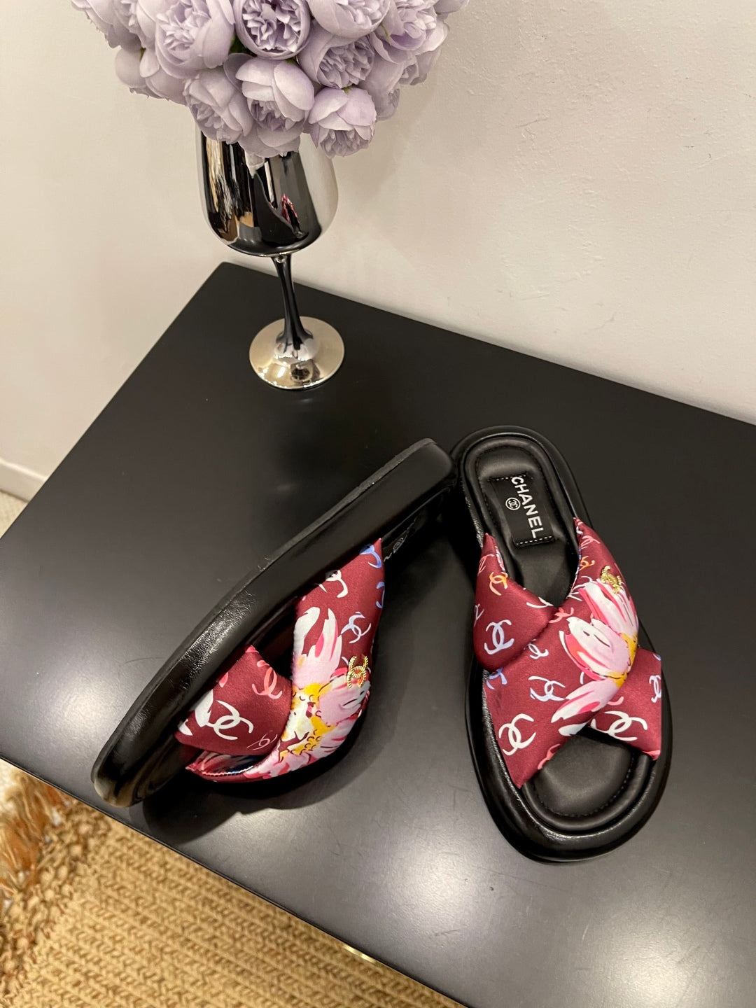 CC 25 Platform Slide Red Cloth Sheepskin 334746