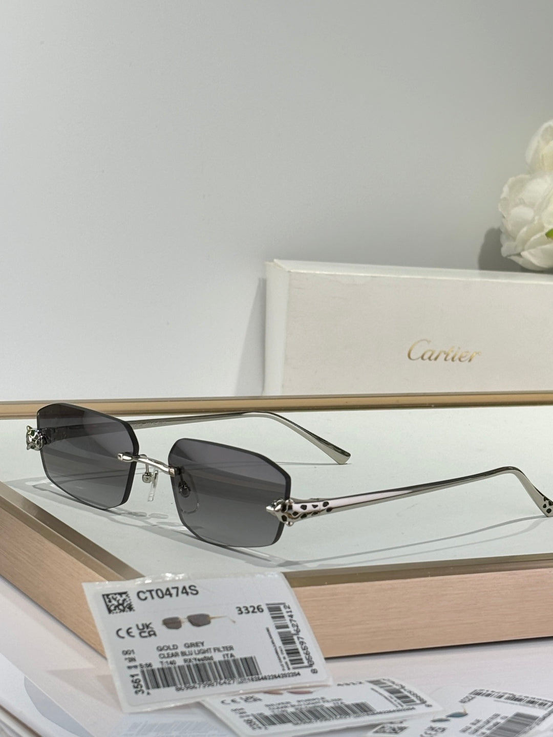 PANTHÈRE RECTANGULAR FRAME SUNGLASSES 558497 IN METAL