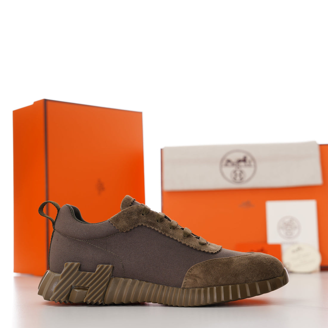 HM Men's Bouncing Sneaker Dark Brown Fabric Suede 688612