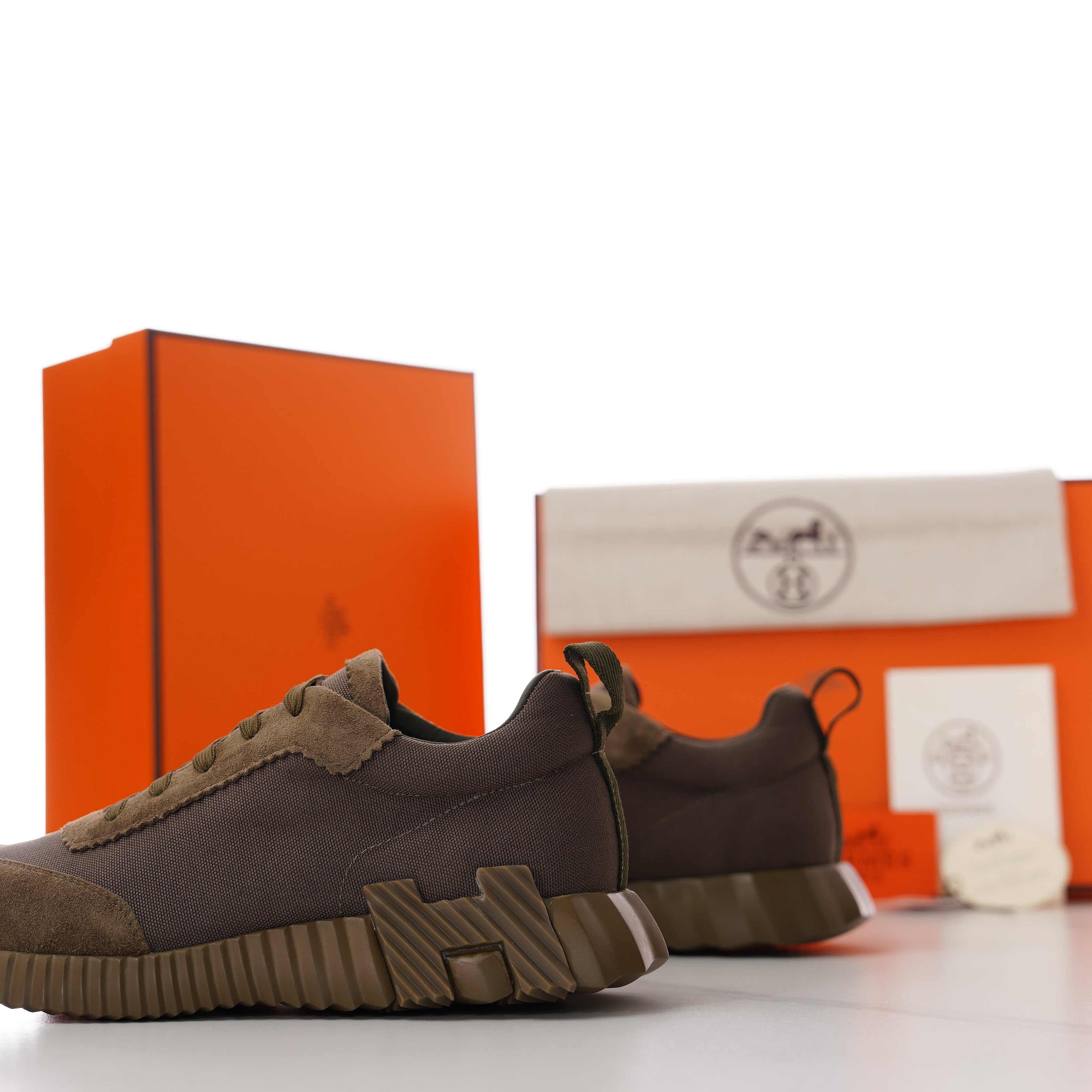 HM Men's Bouncing Sneaker Dark Brown Fabric Suede 688612