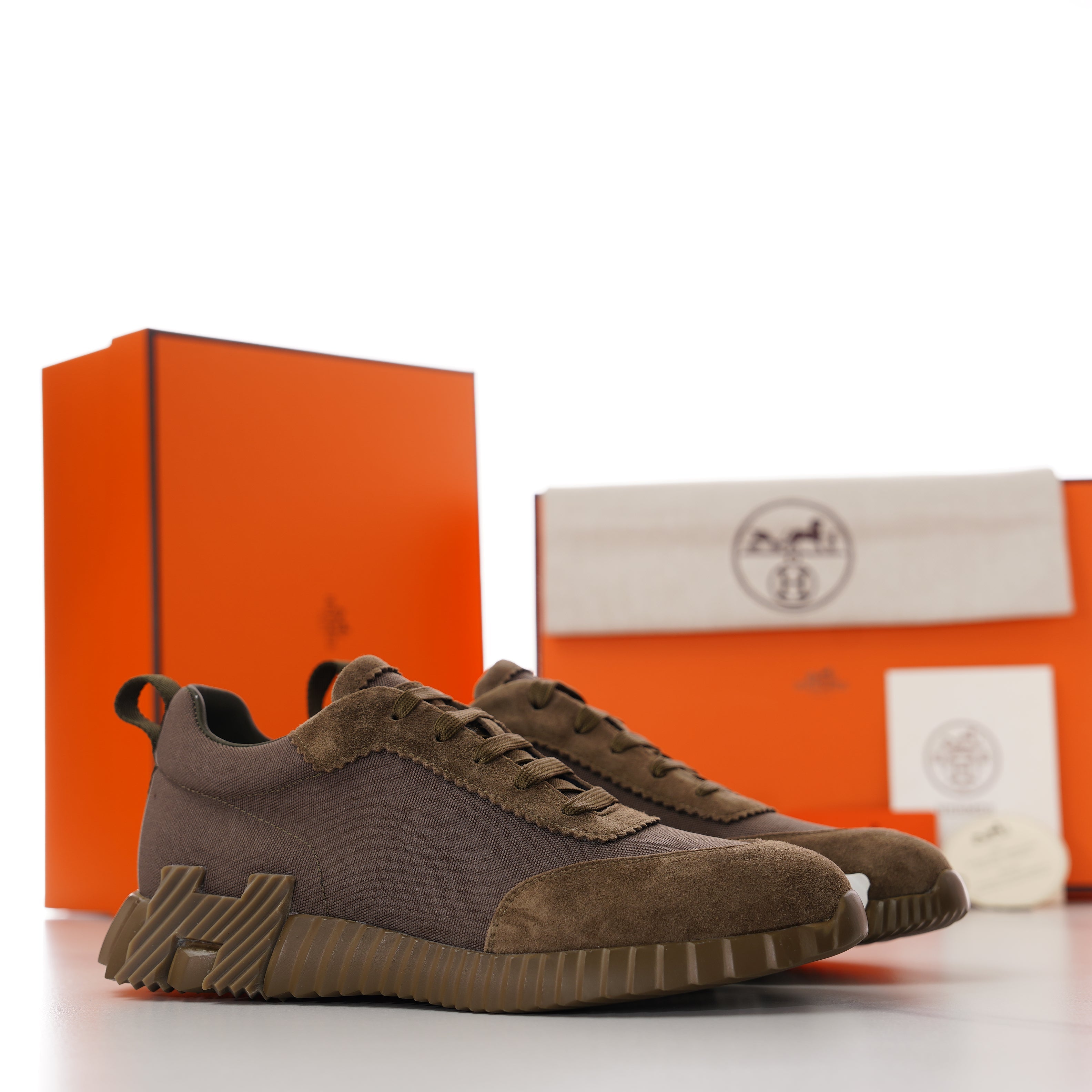 HM Men's Bouncing Sneaker Dark Brown Fabric Suede 688612