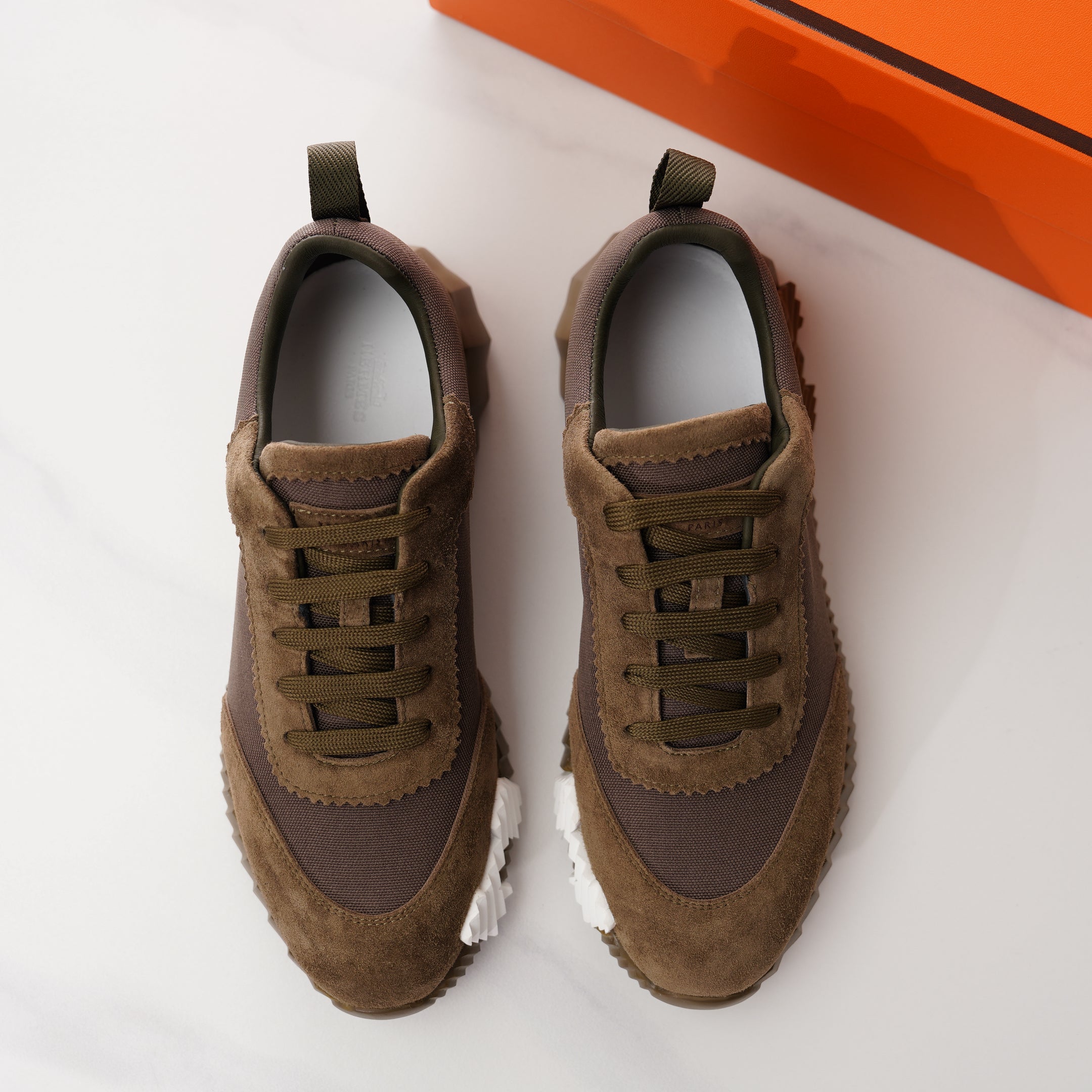 HM Men's Bouncing Sneaker Dark Brown Fabric Suede 688612