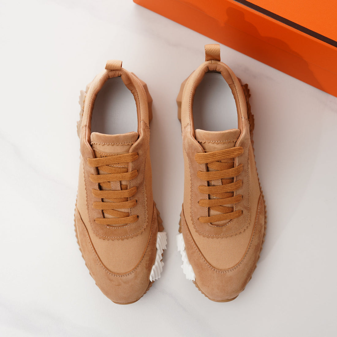 HM Men's Bouncing Sneaker Light Brown Fabric Suede 688614