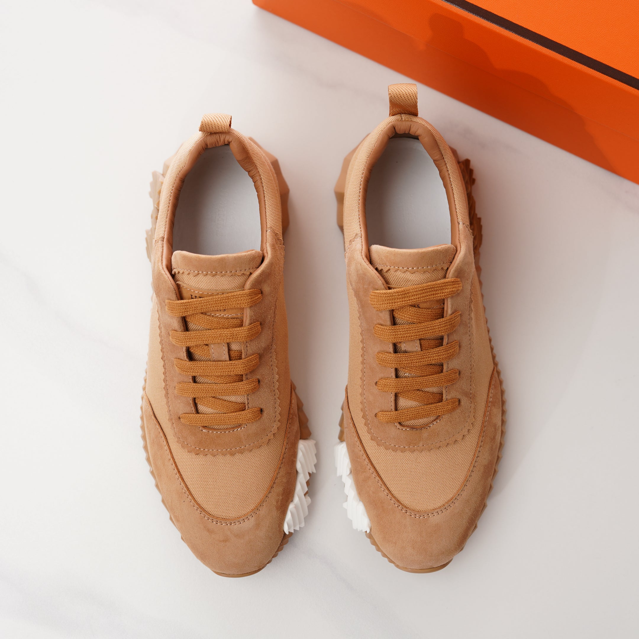 HM Men's Bouncing Sneaker Light Brown Fabric Suede 688614