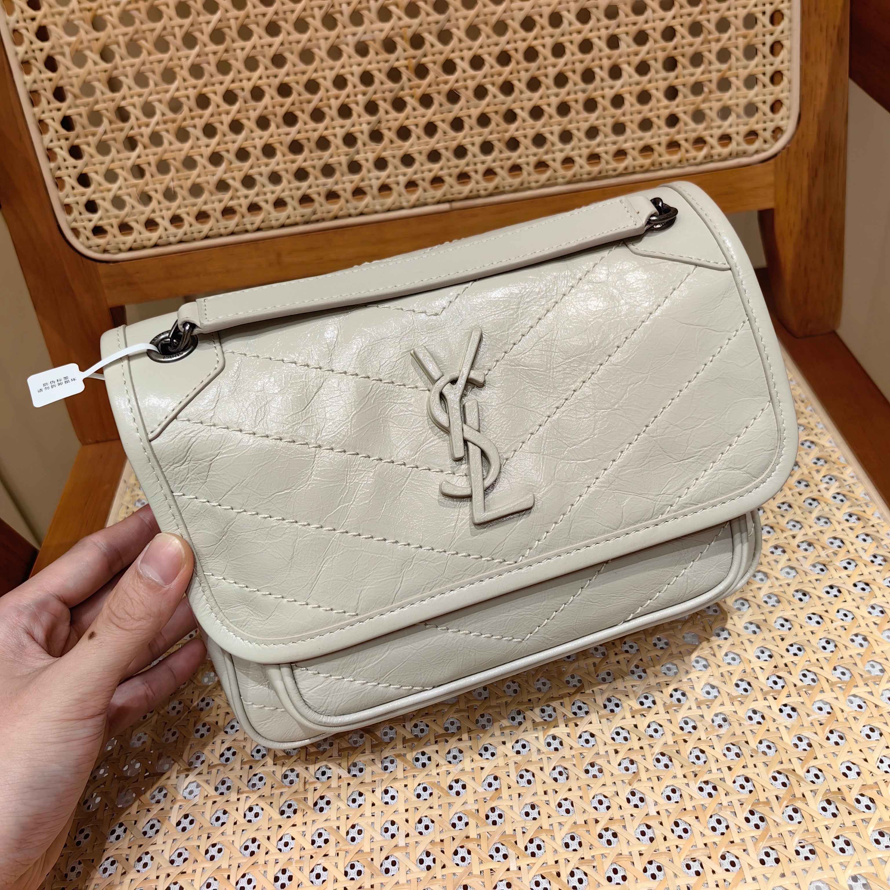 YSL Niki Baby Bag Light Beige Calfskin 338902
