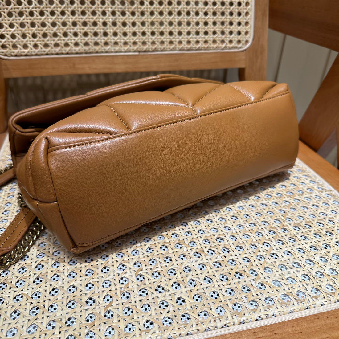 YSL Loulou Puffer Quilted Bag Brown Gold Lambskin  338793