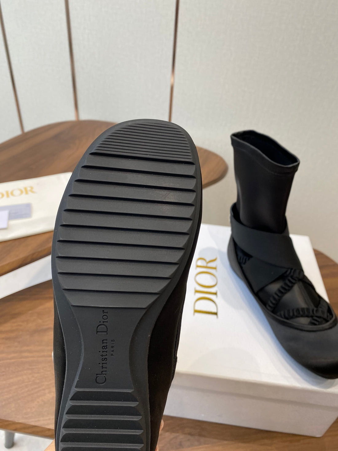 CD Ballet Stretch Boots Black Sheepskin Fabric 431502