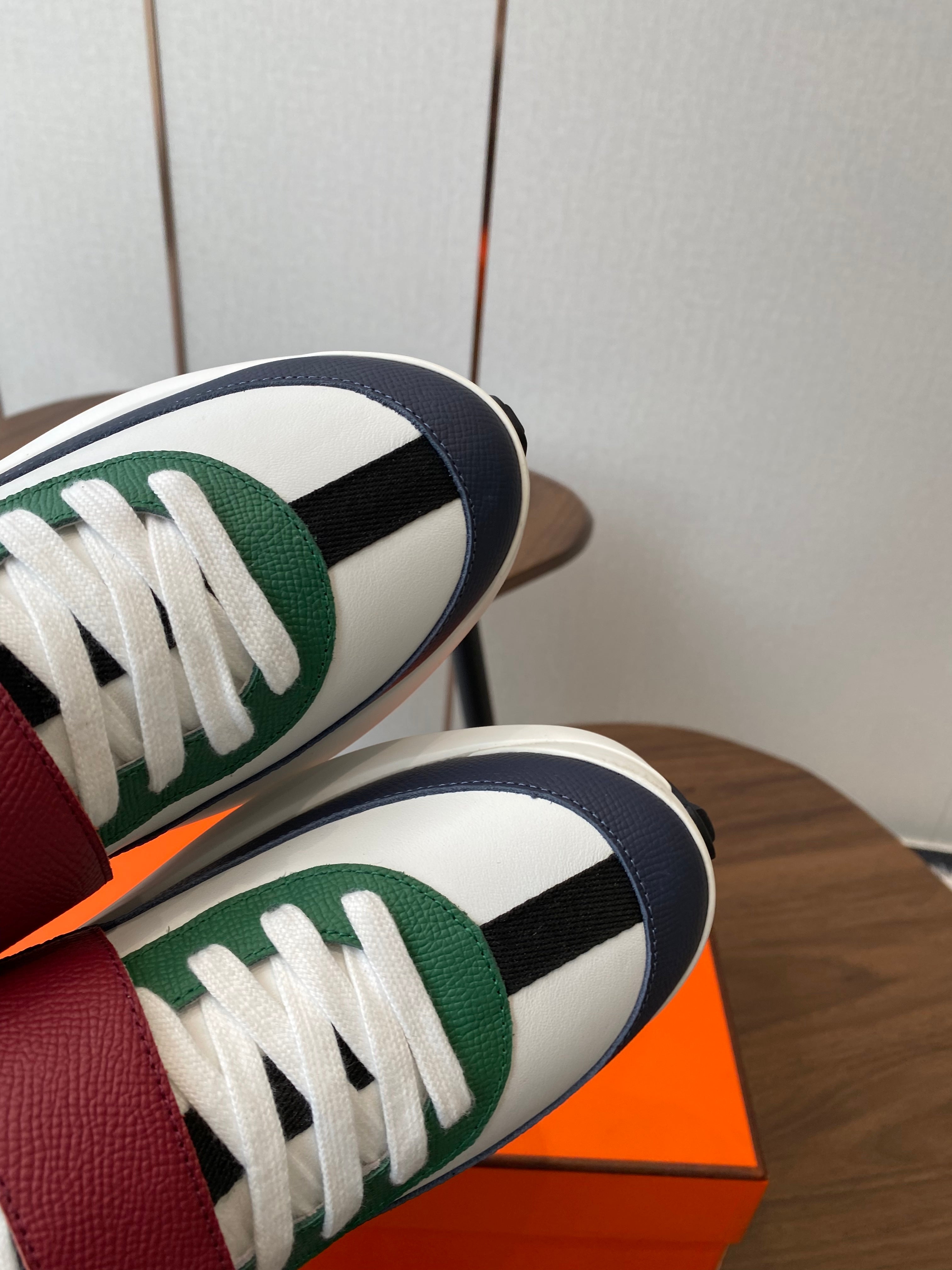 HM couple's sneakers white blue rubber material 477360