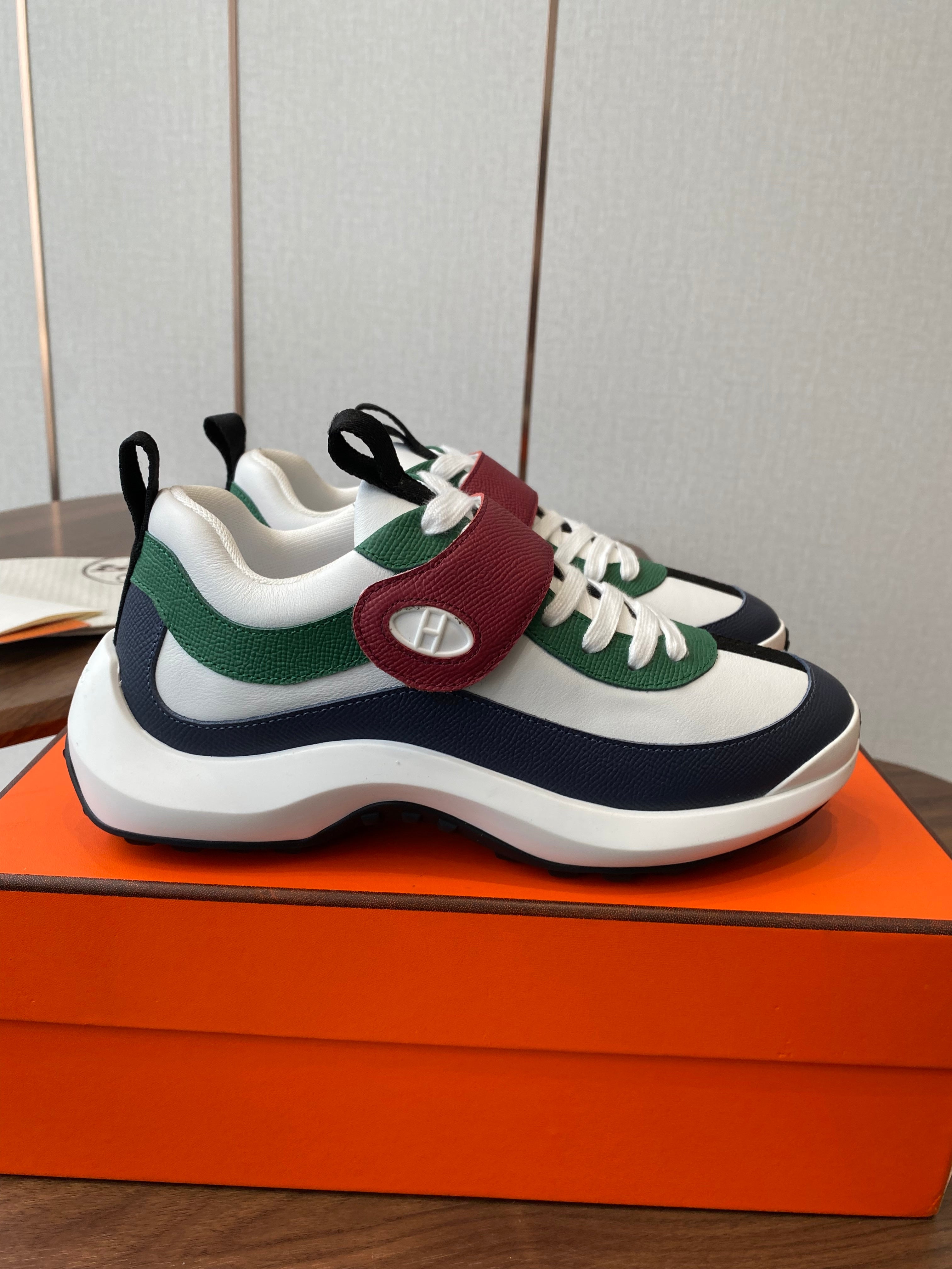 HM couple's sneakers white blue rubber material 477360