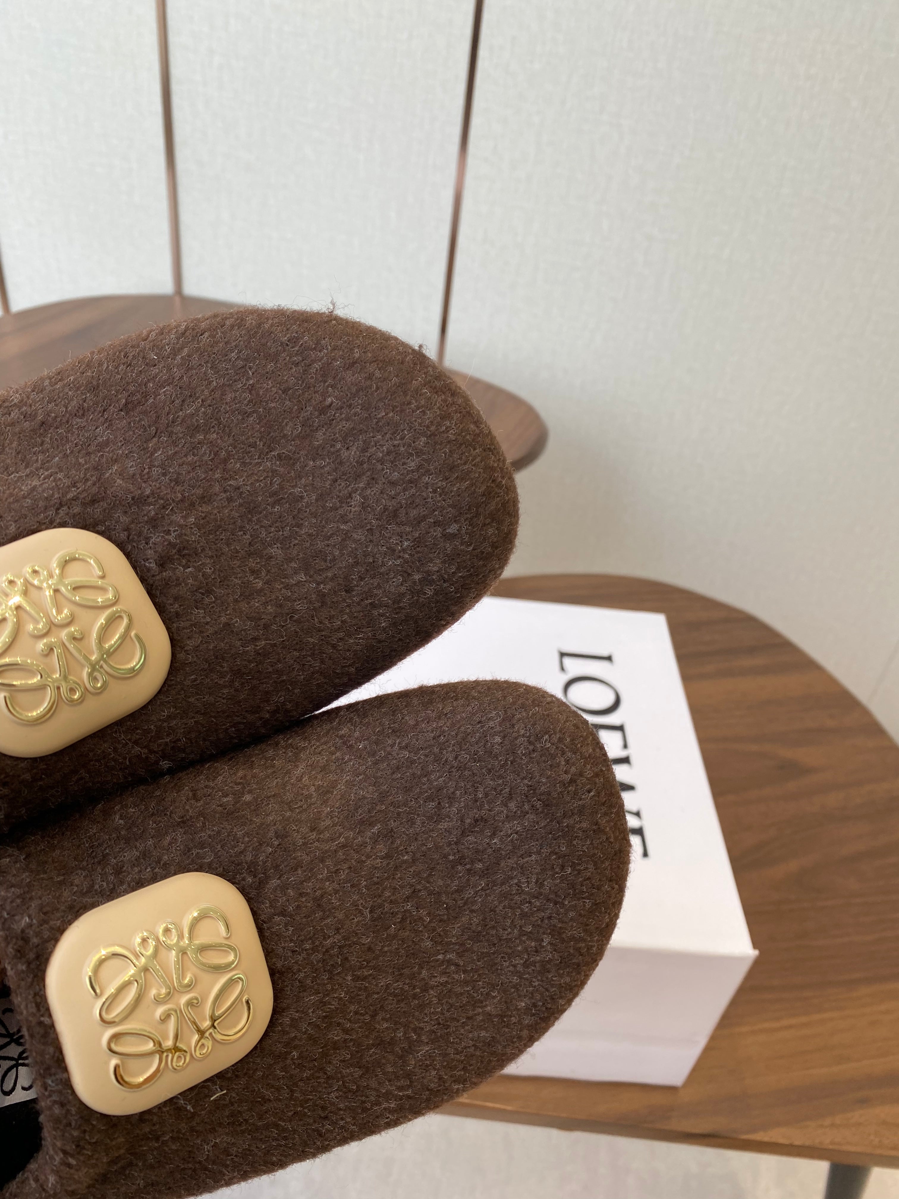 Loewe Birkenstock slippers dark brown wool 477794