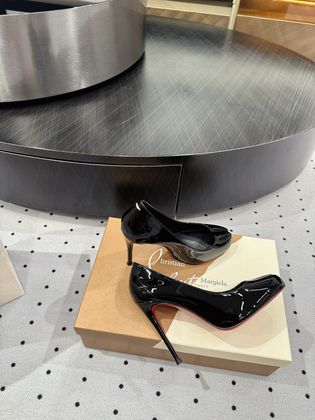 CL x Margiela 25 Pumps Black 10cm Patent Leather 296036
