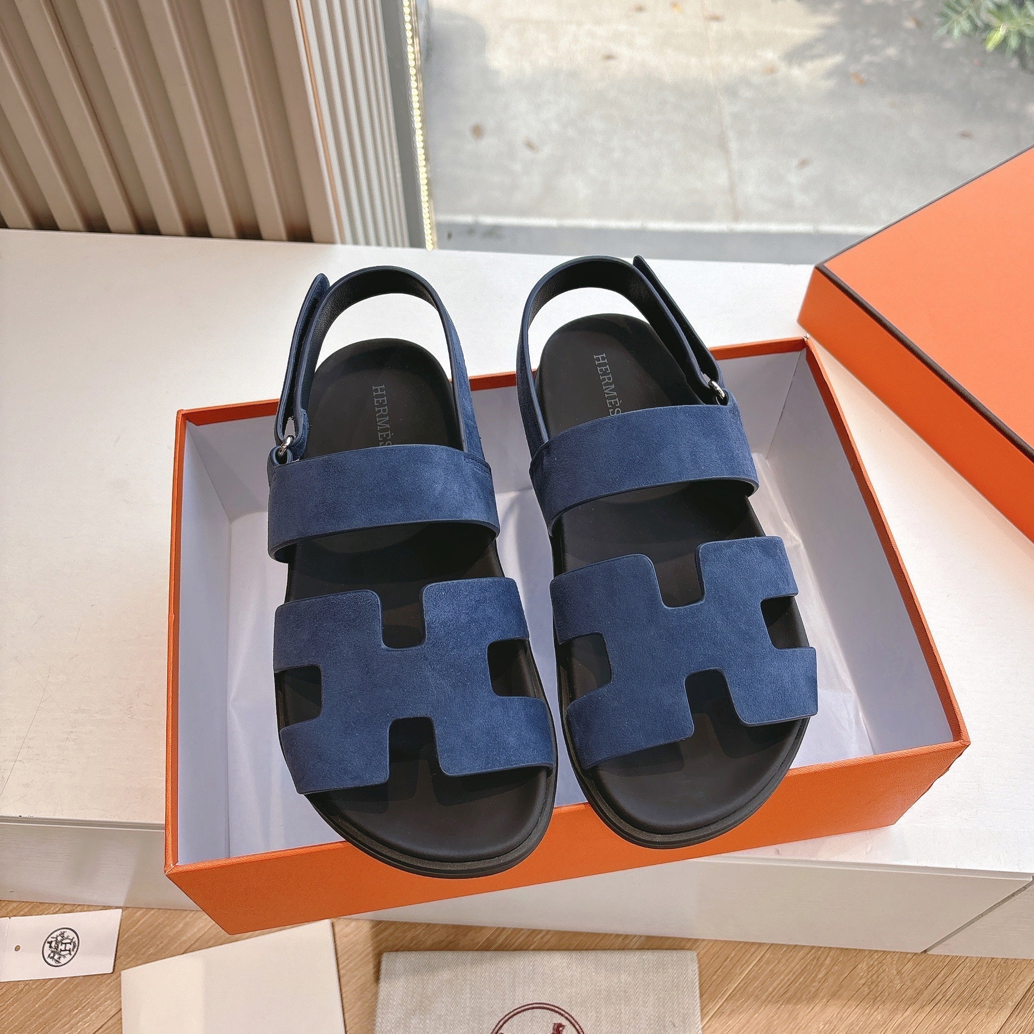 HM 25 Genius Sandal Dark Blue Suede Calfskin