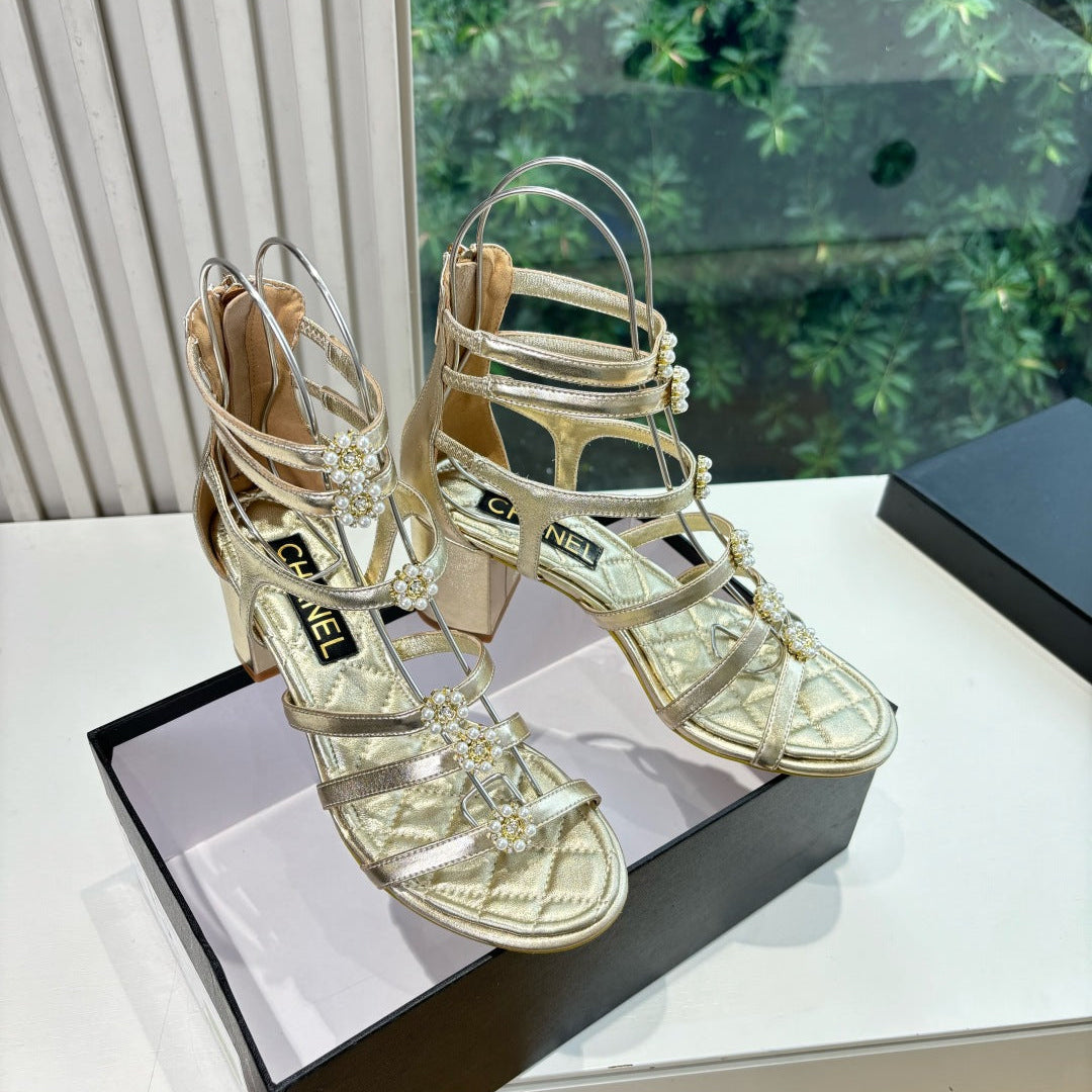 CC 25 Sandals Gold Sheepskin 343962