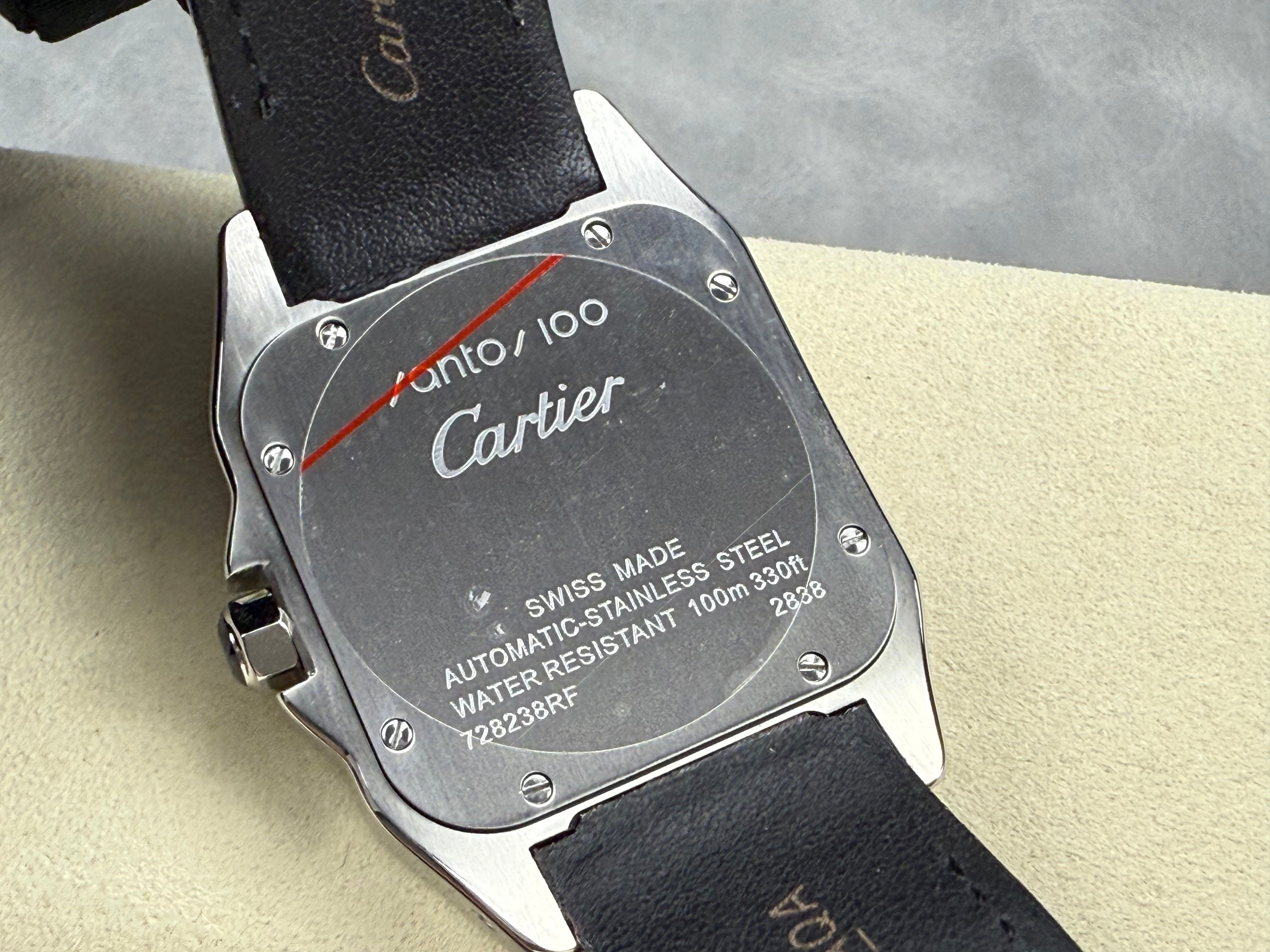 Cartier Men's Santos 100 41.3mm Silver Leather