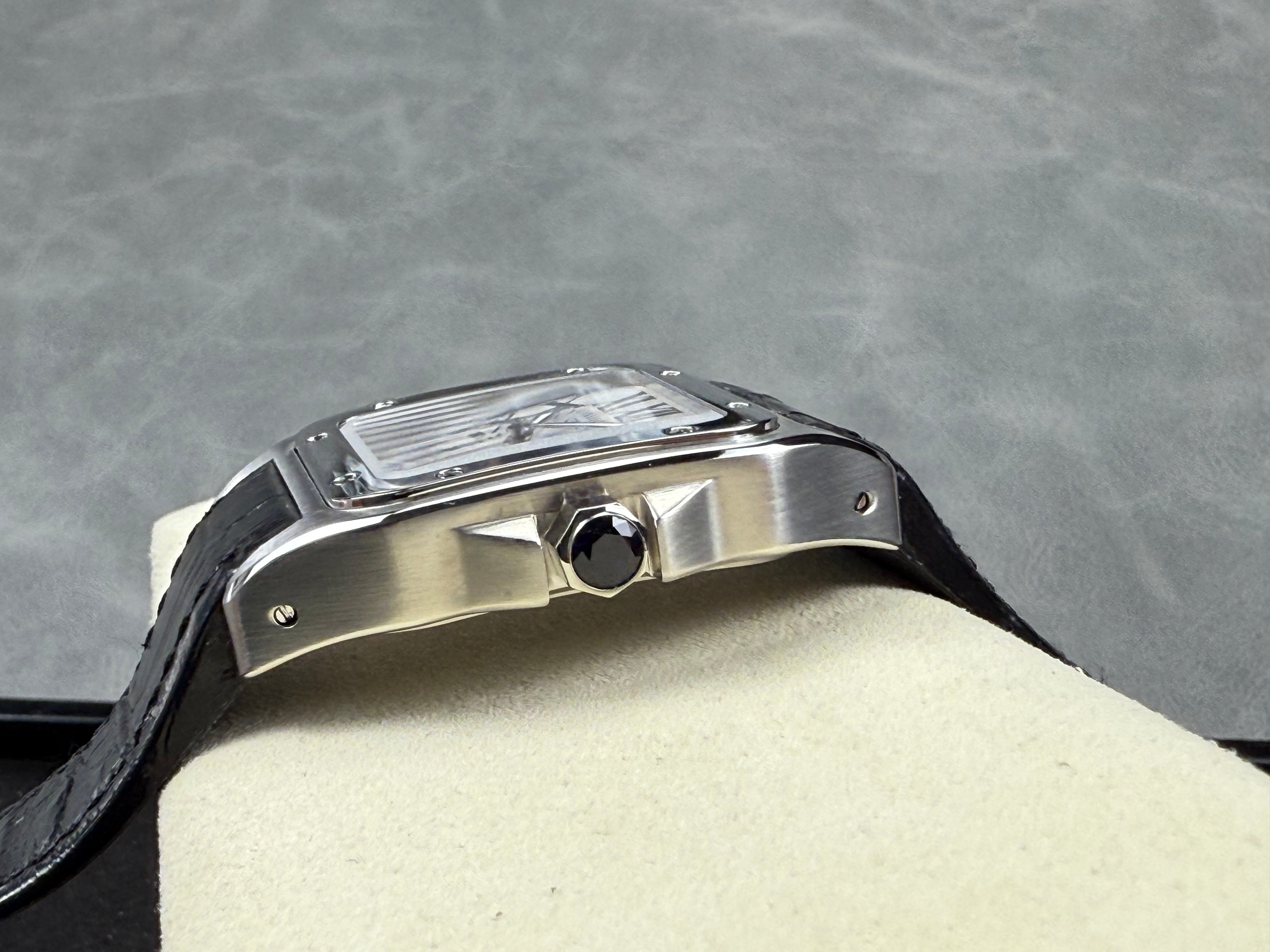 Cartier Men's Santos 100 41.3mm Silver Leather