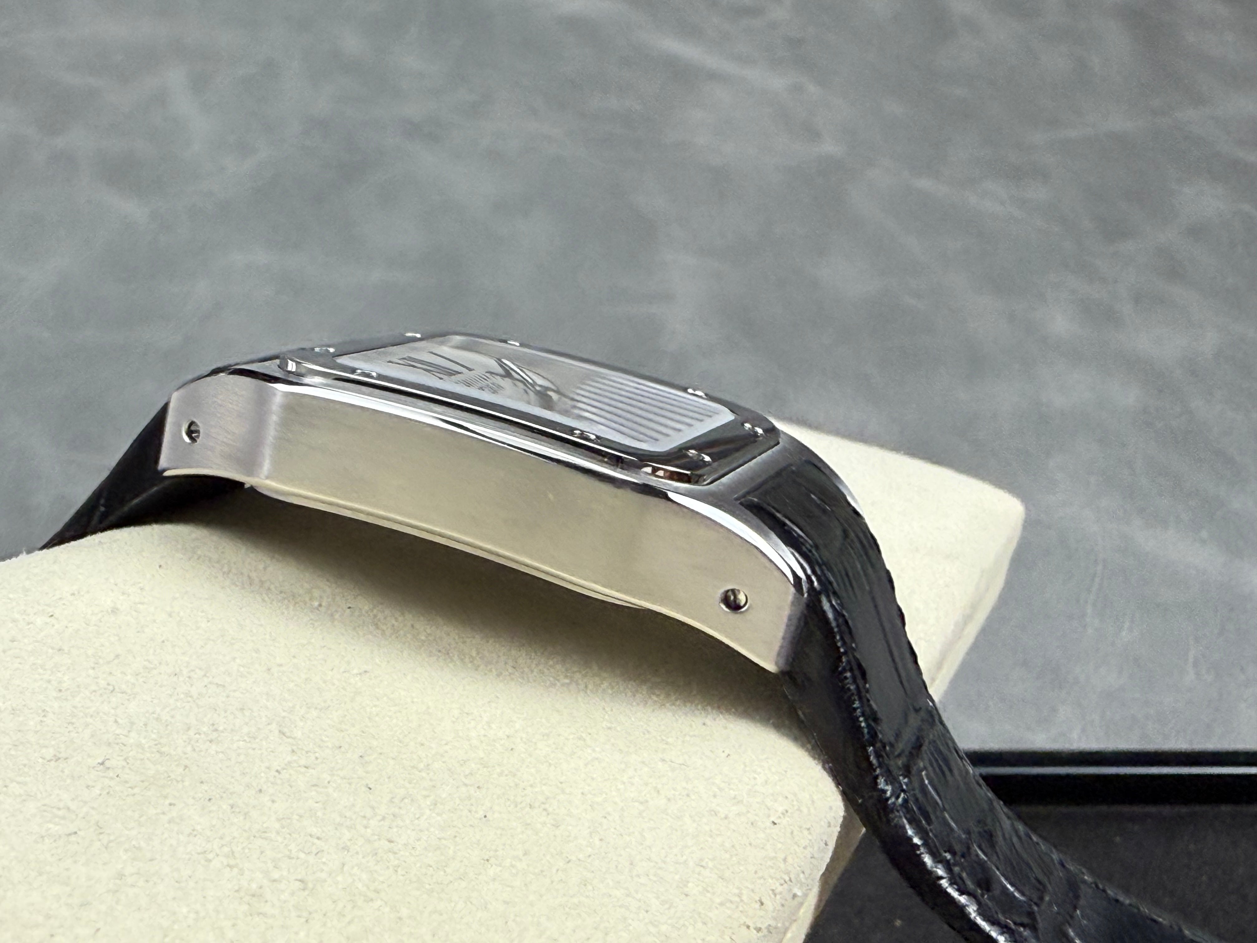 Cartier Men's Santos 100 41.3mm Silver Leather