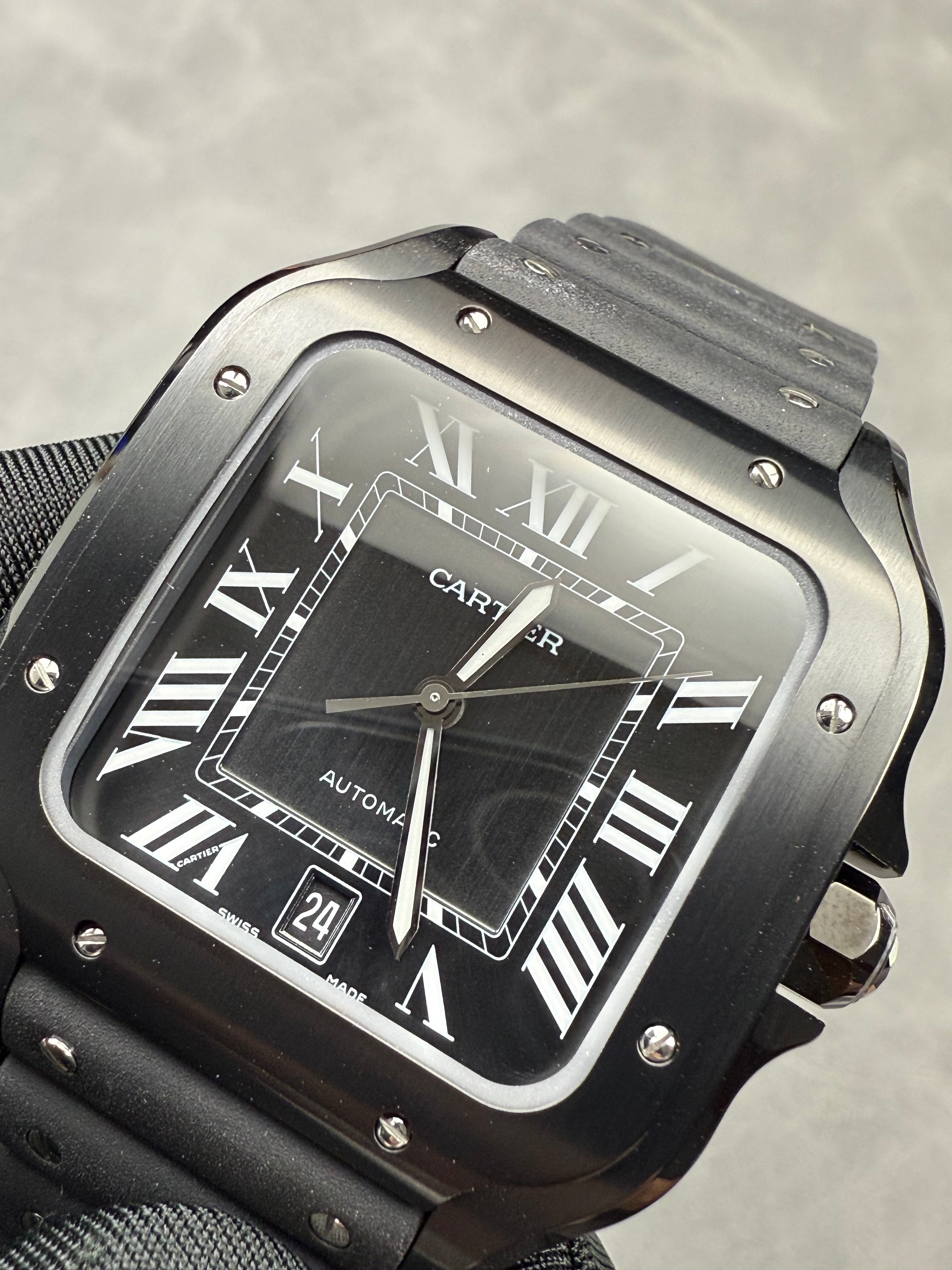 Cartier Men's Santos 39.8mm Black Rubber