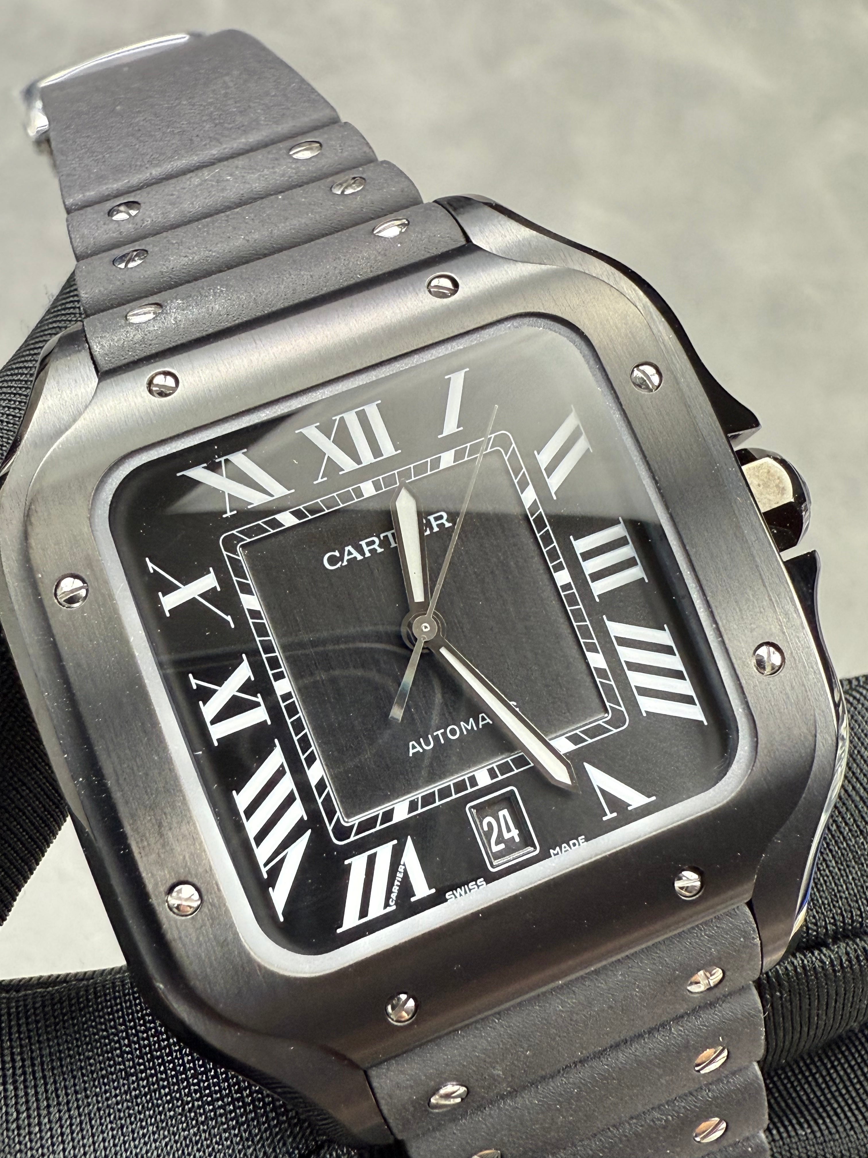 Cartier Men's Santos 39.8mm Black Rubber