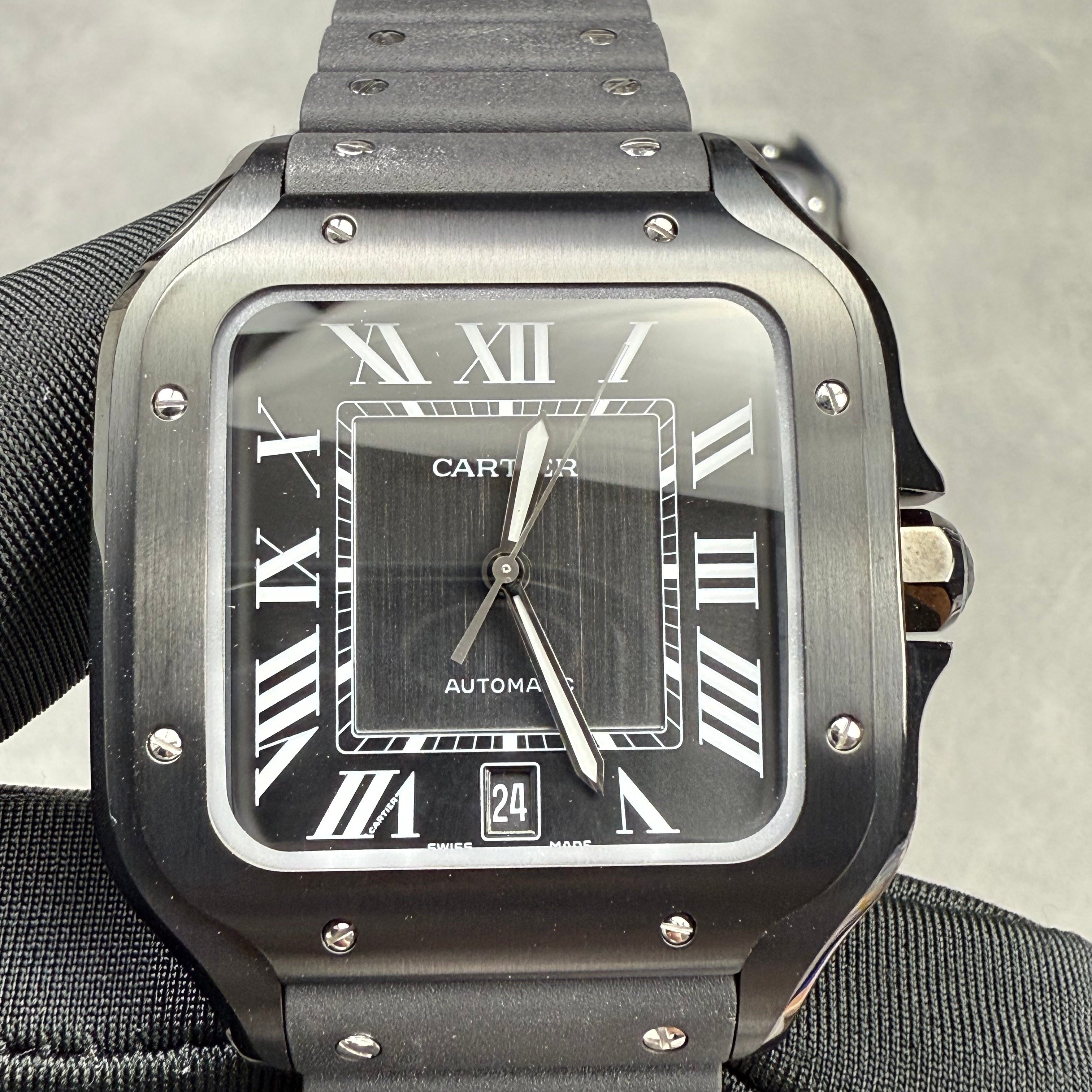 Cartier Men's Santos 39.8mm Black Rubber