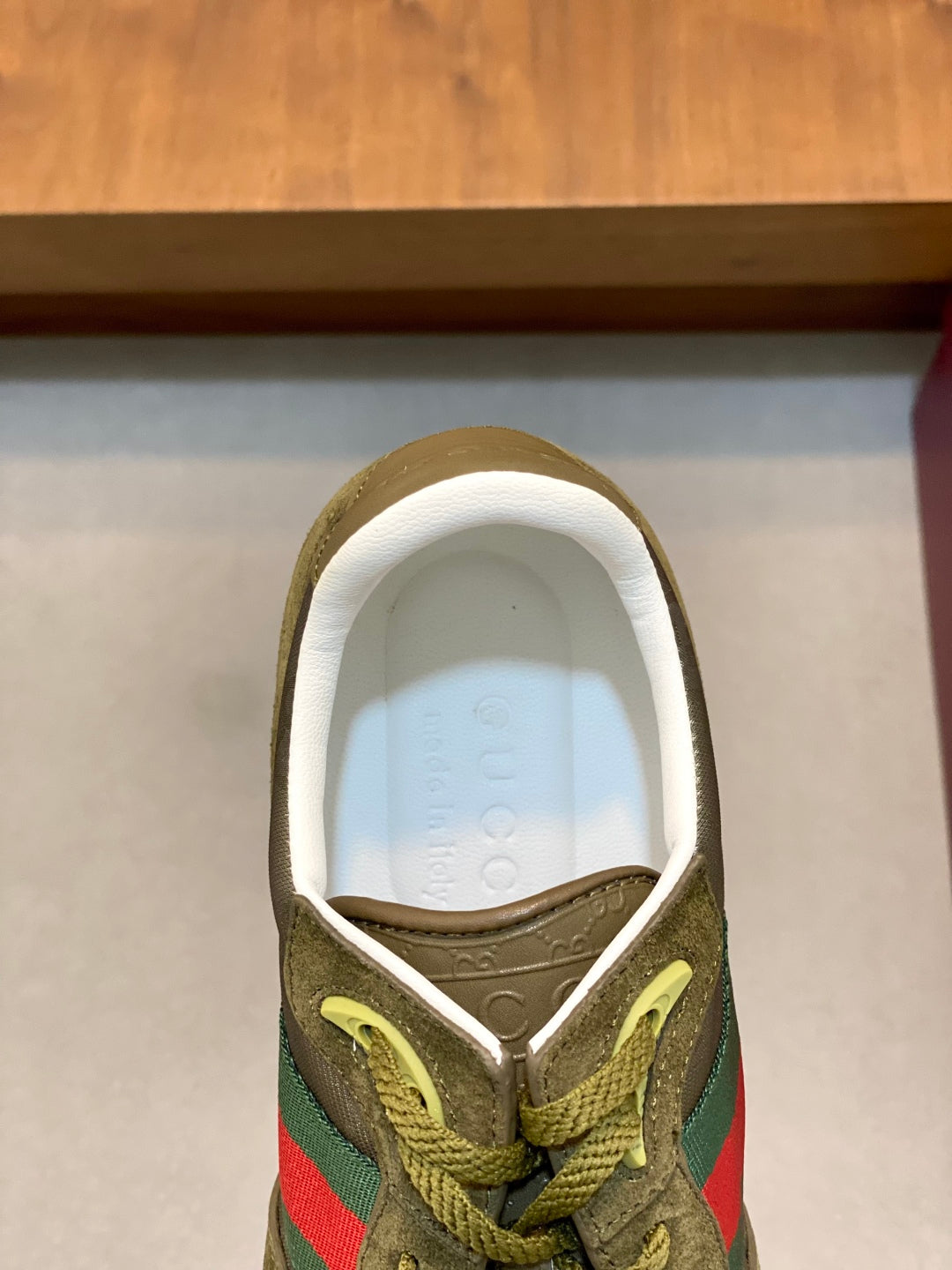 GG Men's Re-Motion Sneaker Olive Green Suede Calfskin 719293