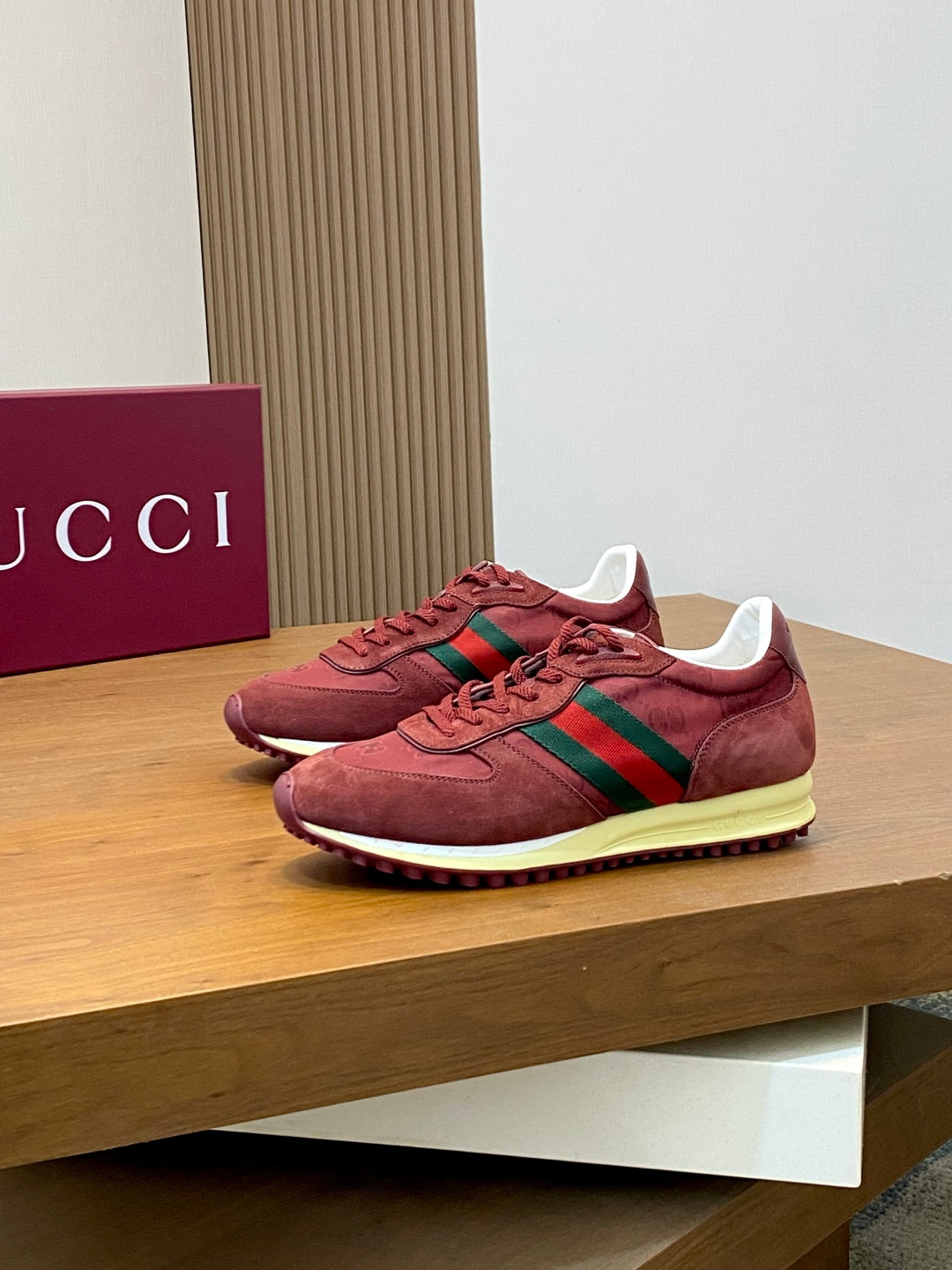 GG Men's Re-Motion Sneaker Red Suede Calfskin 719292