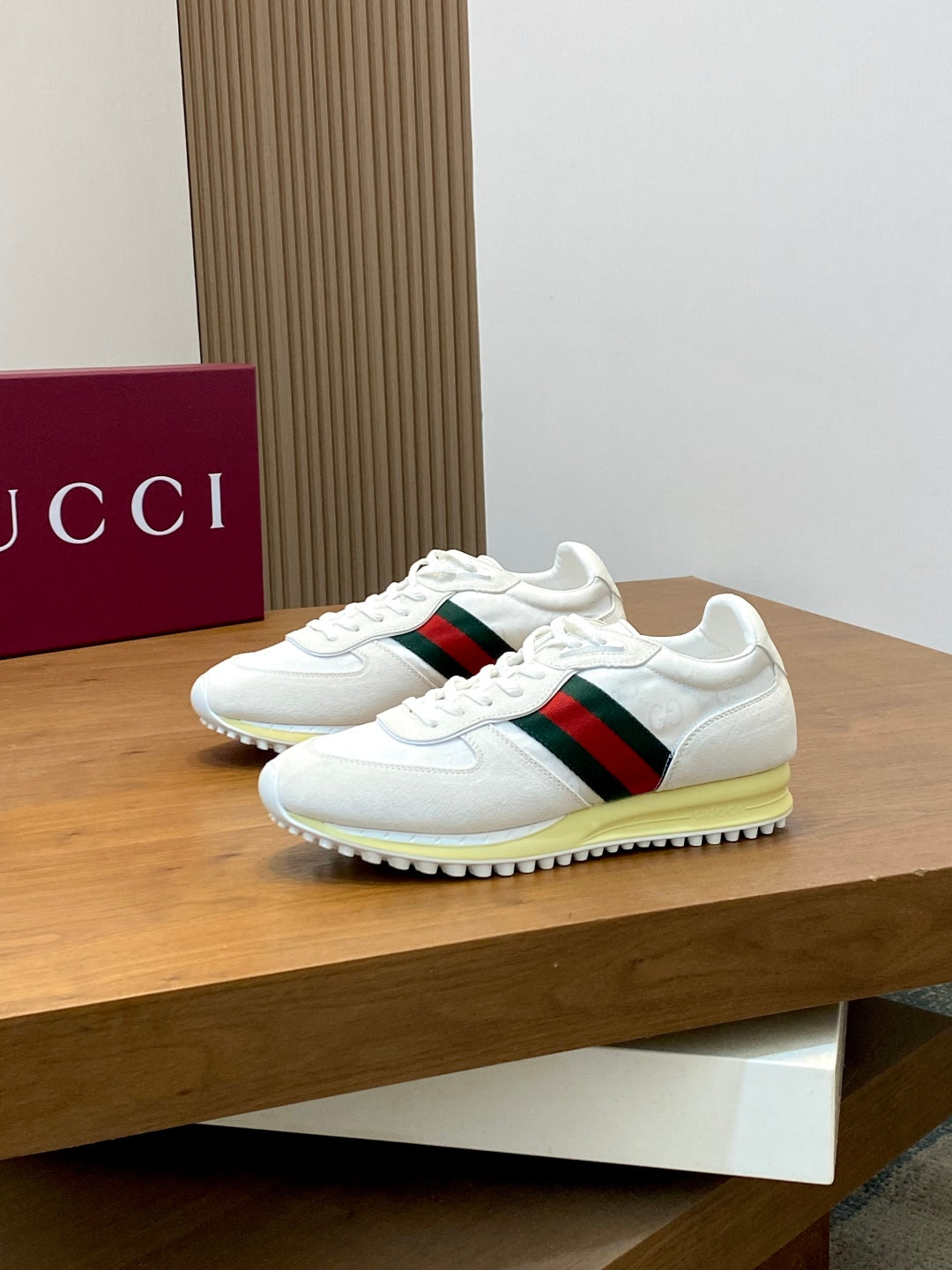 GG Men's Re-Motion Sneaker White Suede Calfskin 719290