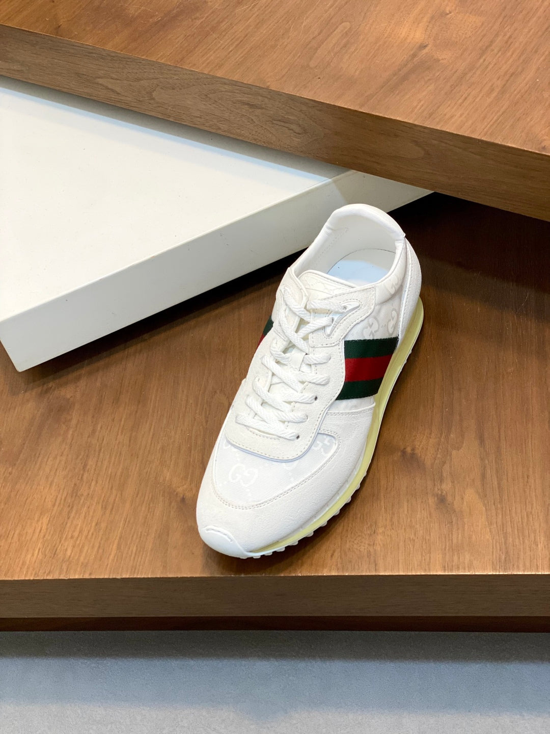 GG Men's Re-Motion Sneaker White Suede Calfskin 719290