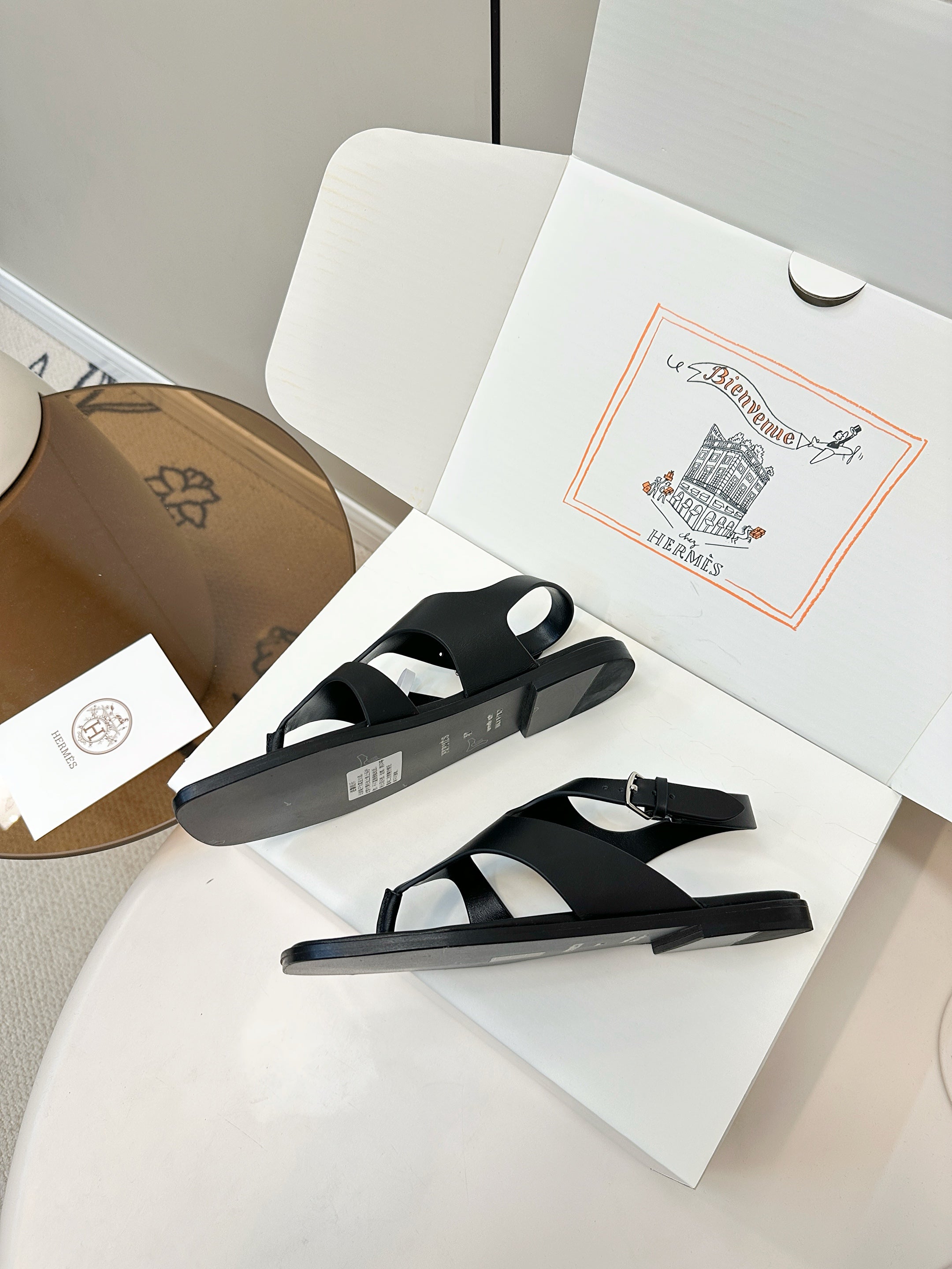 HM Karen Sandals Black Calfskin 369788