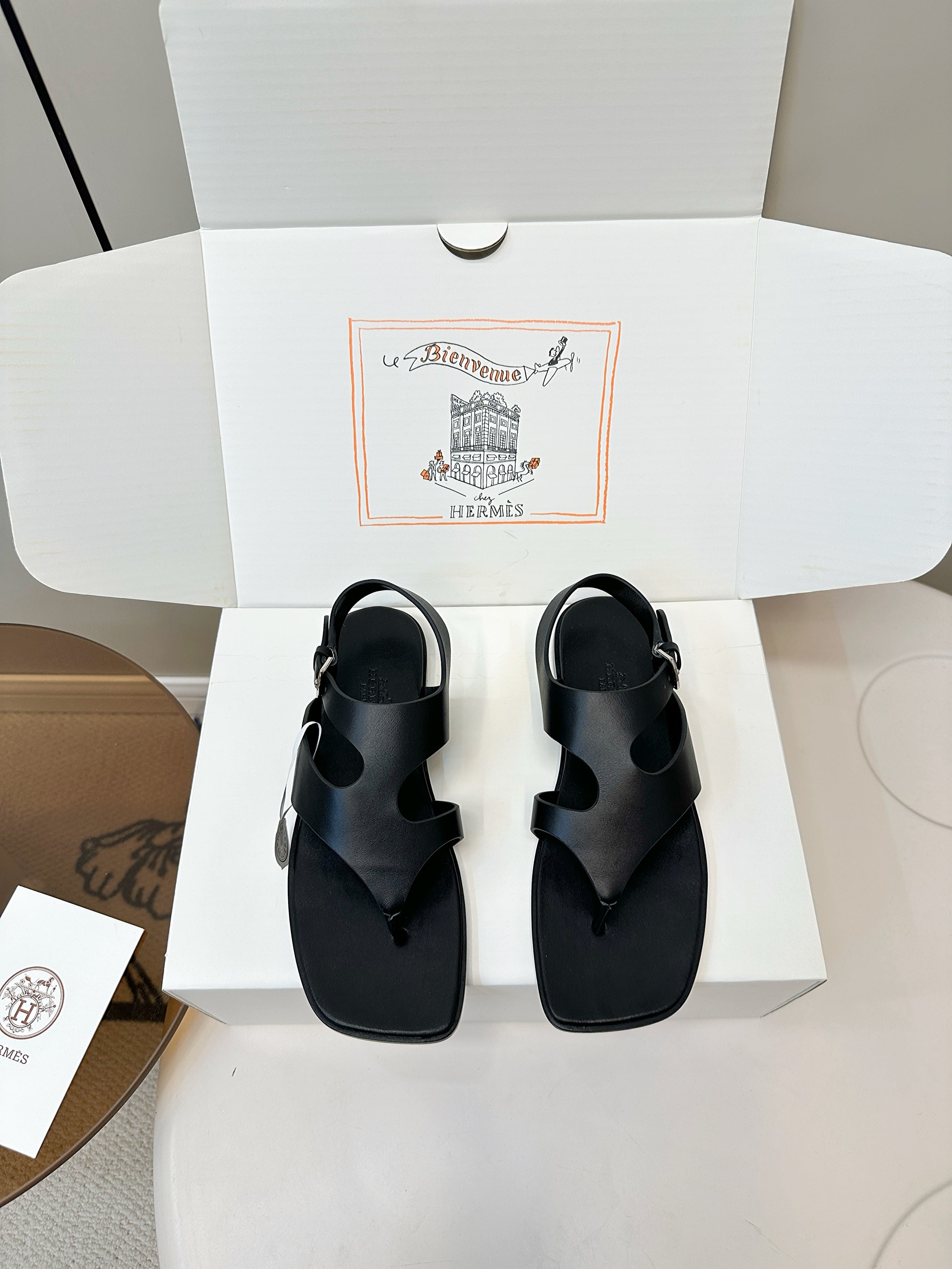 HM Karen Sandals Black Calfskin 369788