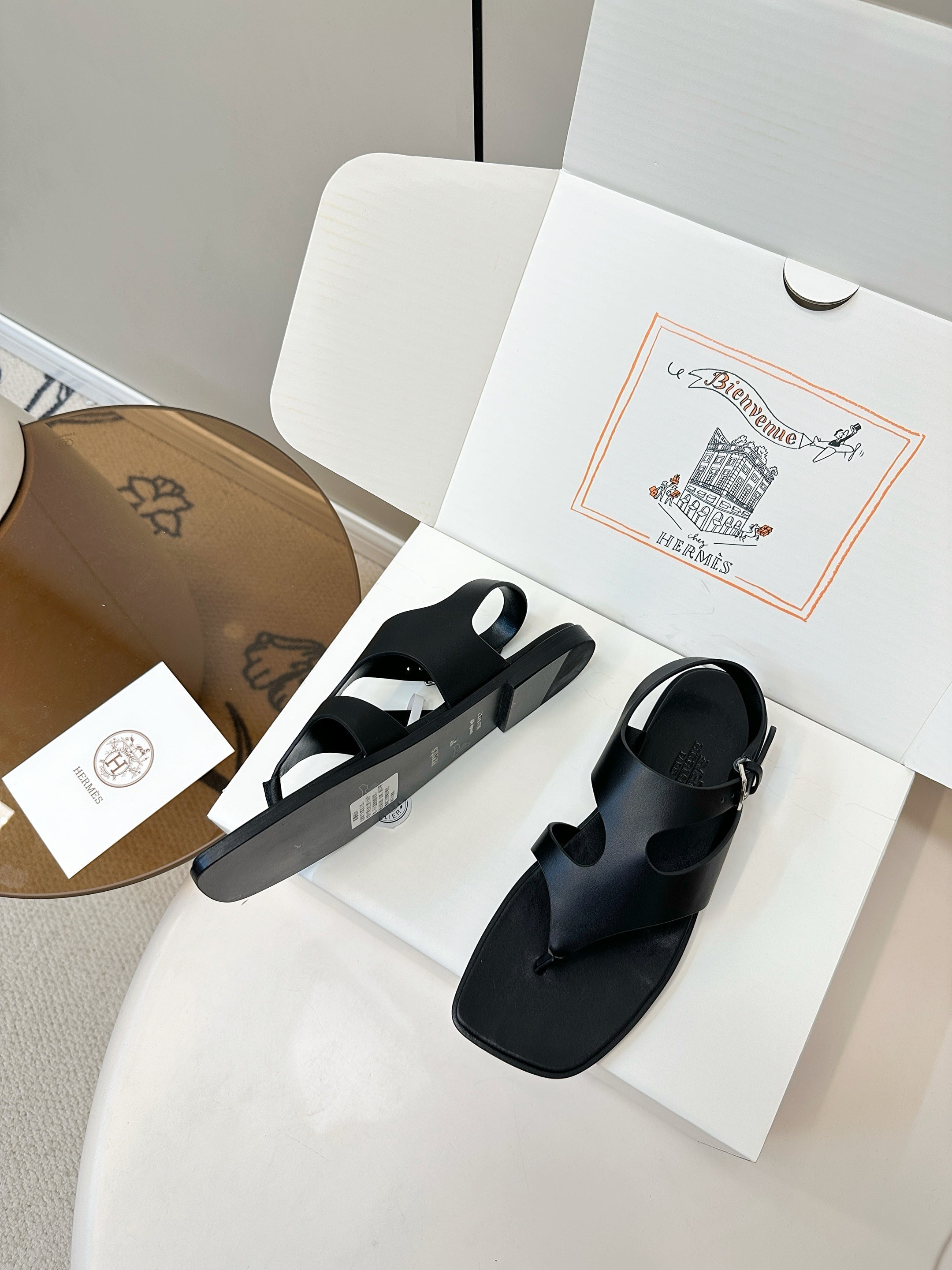 HM Karen Sandals Black Calfskin 369788