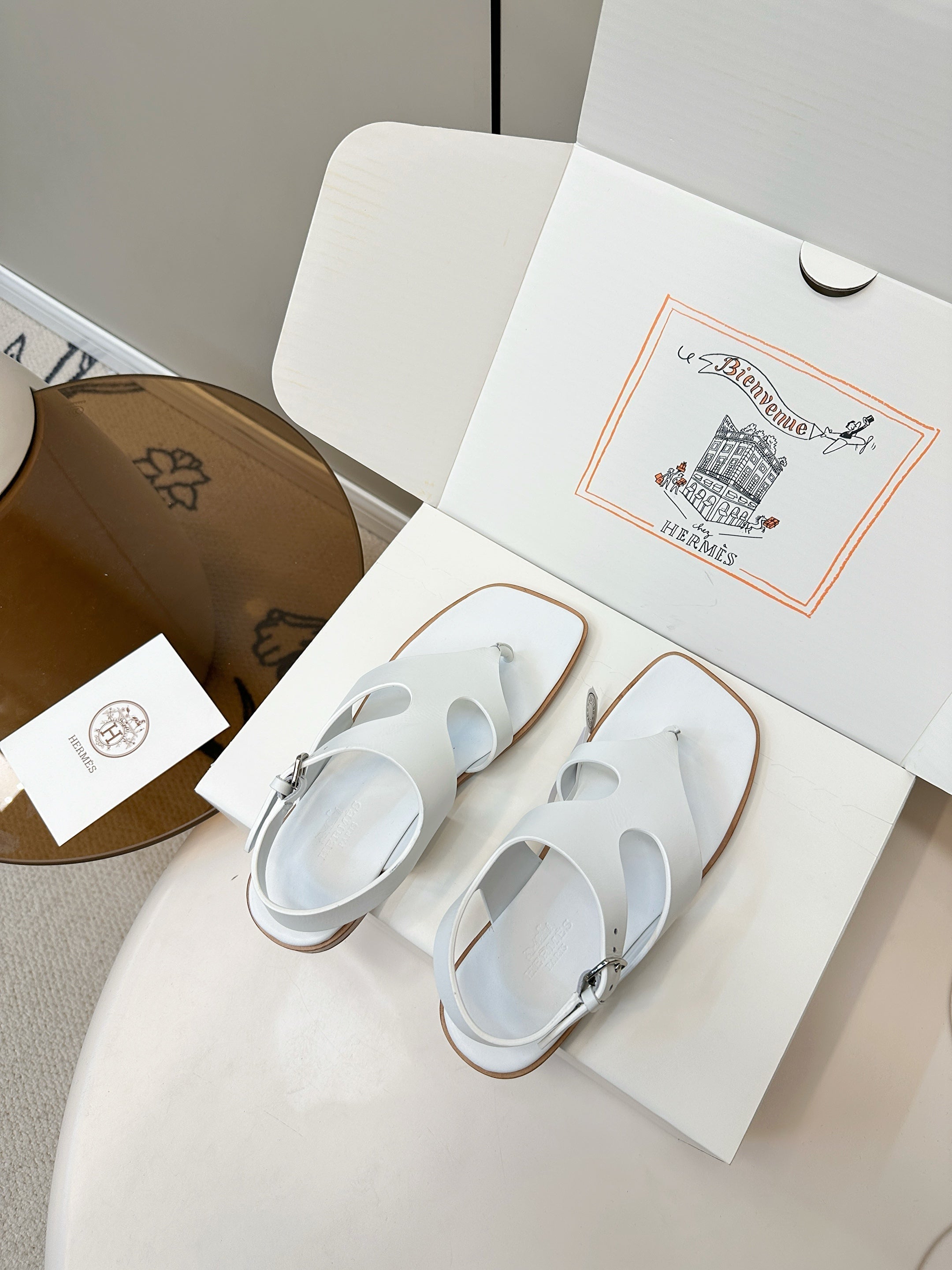 HM Karen Sandals White Calfskin 369789