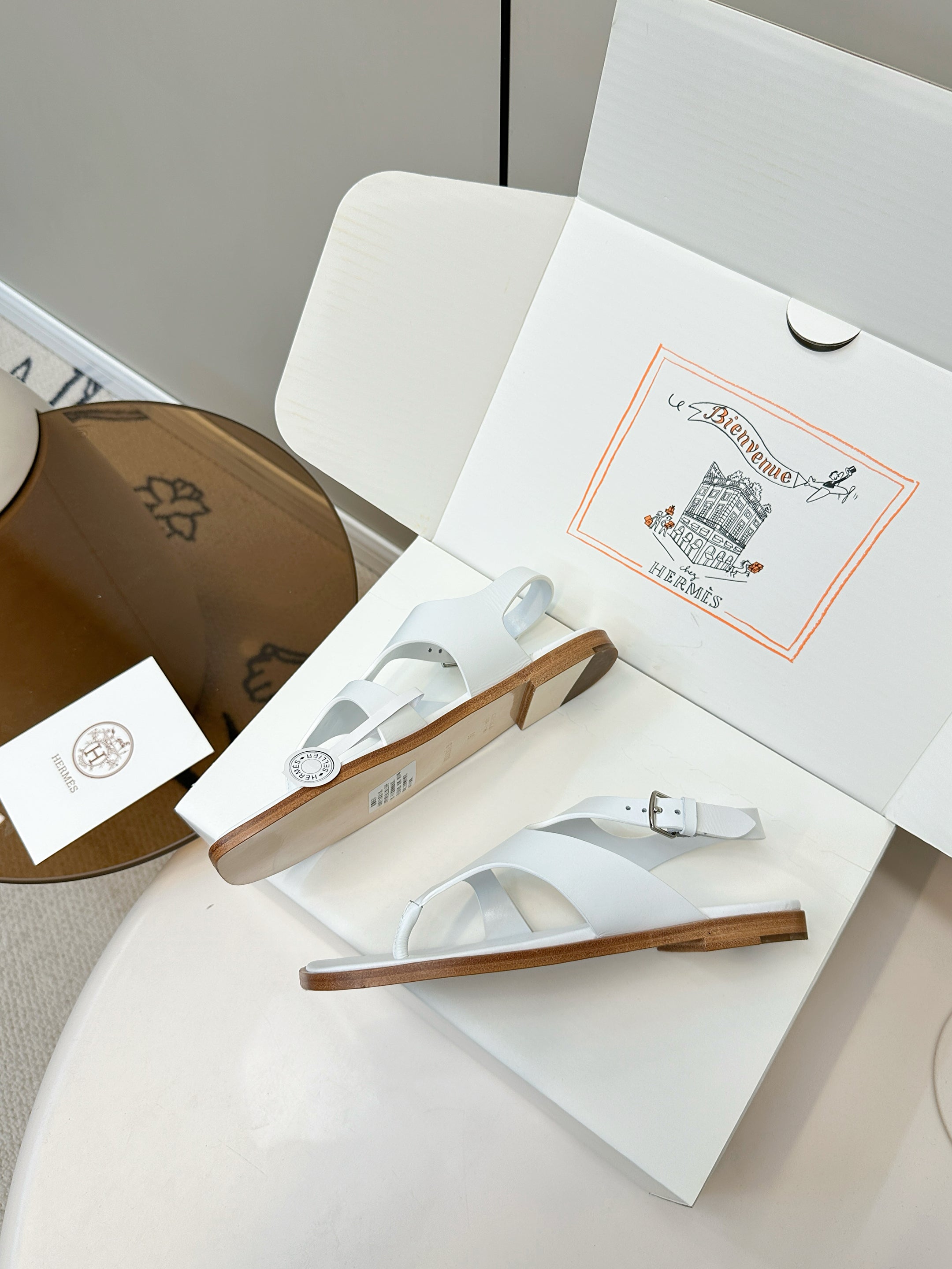 HM Karen Sandals White Calfskin 369789