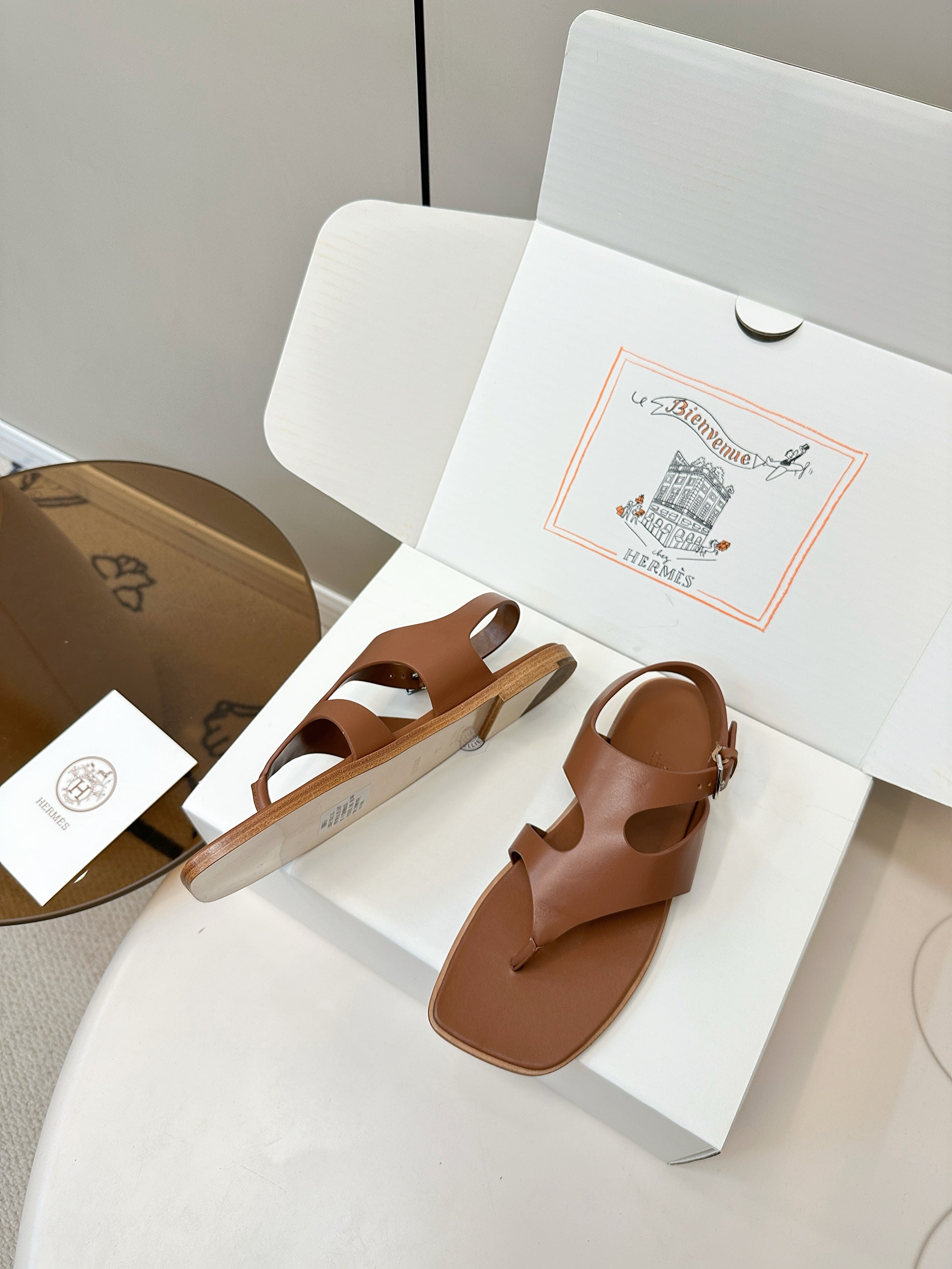 HM Karen Sandals Brown Calfskin 369790