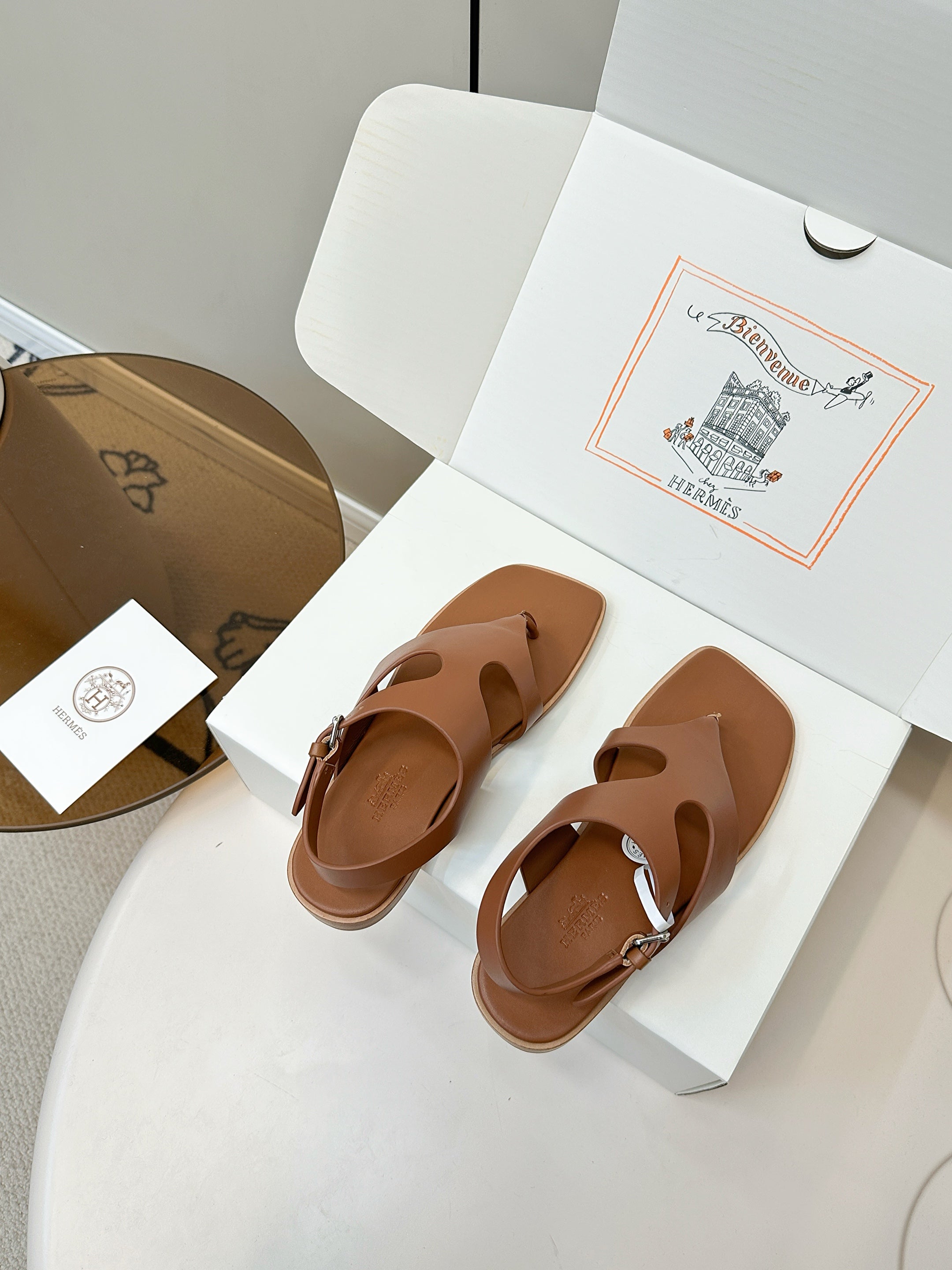 HM Karen Sandals Brown Calfskin 369790