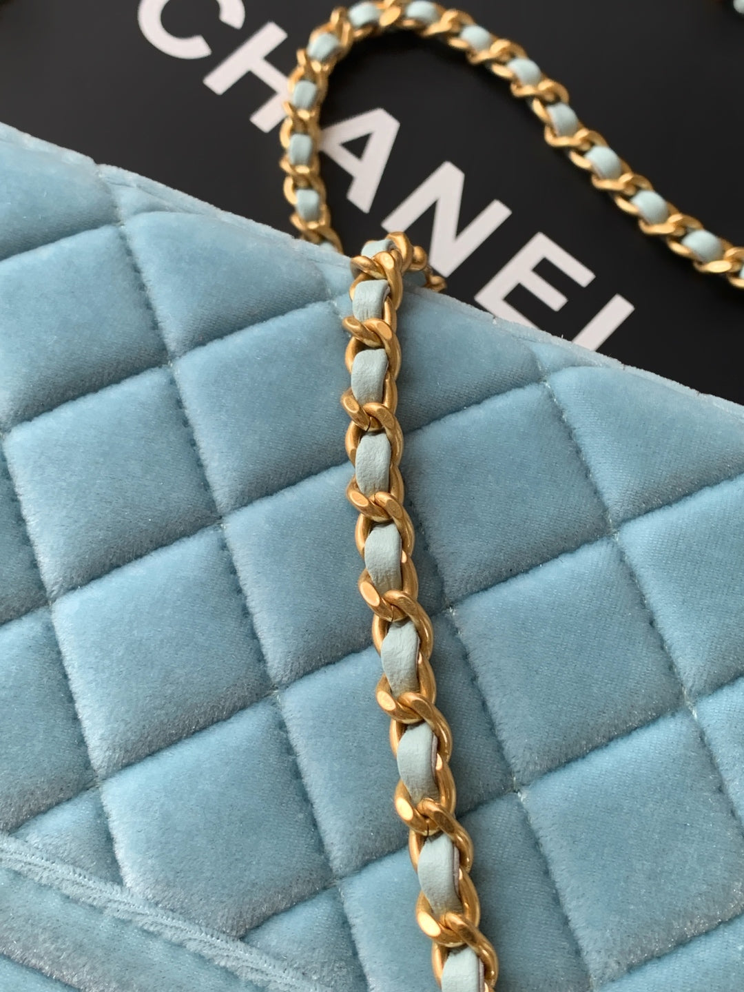 cc 24a nano 19cm kelly shopper bag light blue velvet