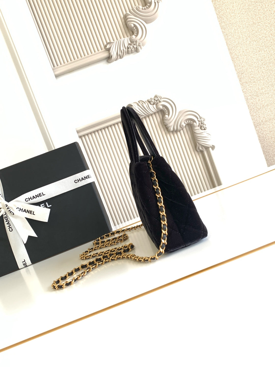 cc 24a nano 19cm kelly shopper bag black velvet