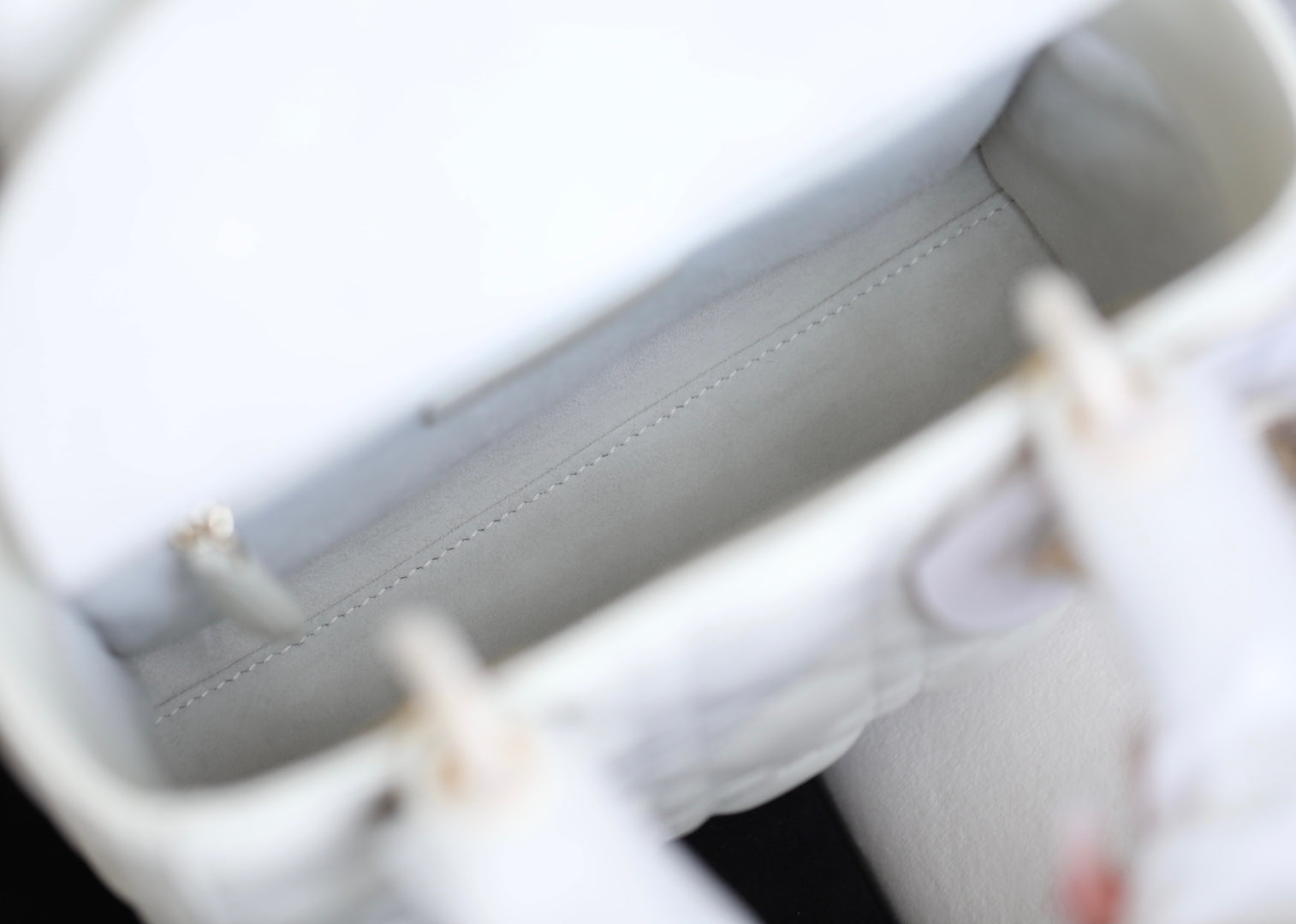 CD Lady Dior 20 Bag White Lambskin