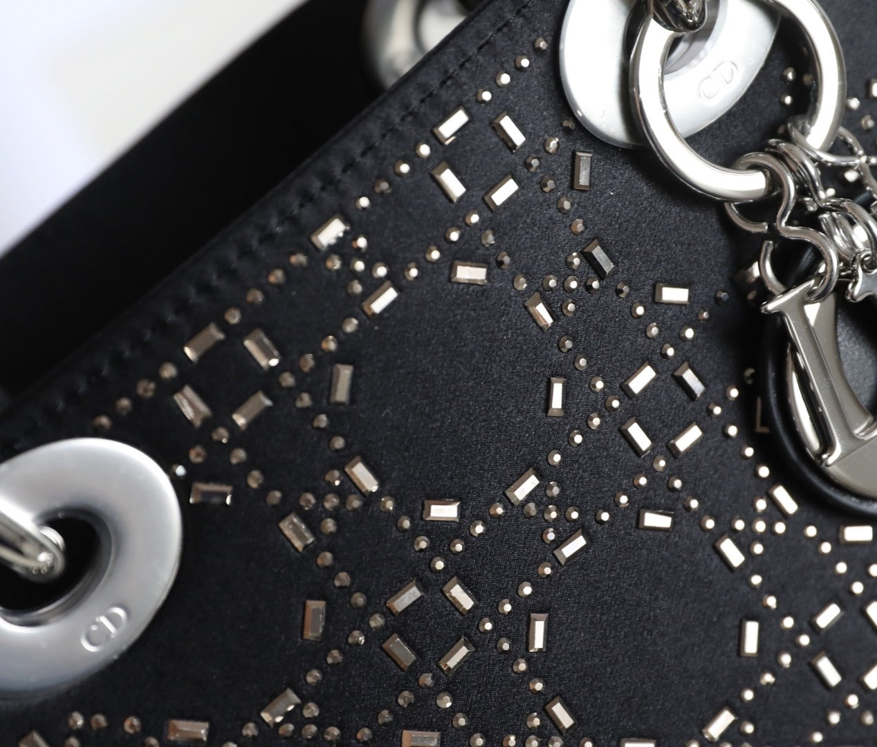 CD Lady Dior Mini Diamond Bag Black Satin