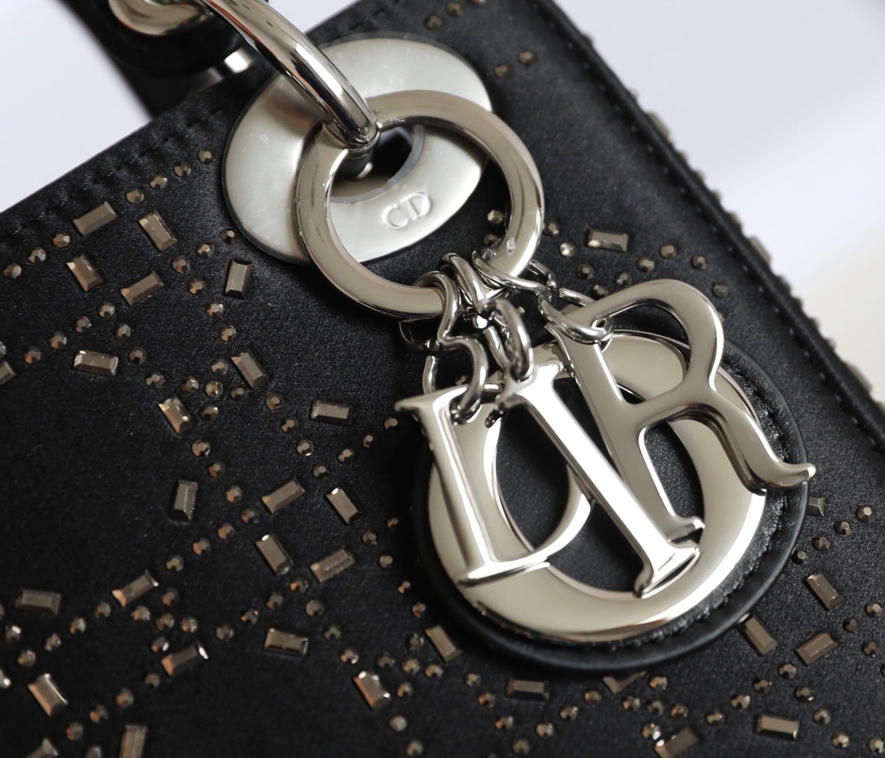 CD Lady Dior Mini Diamond Bag Black Satin