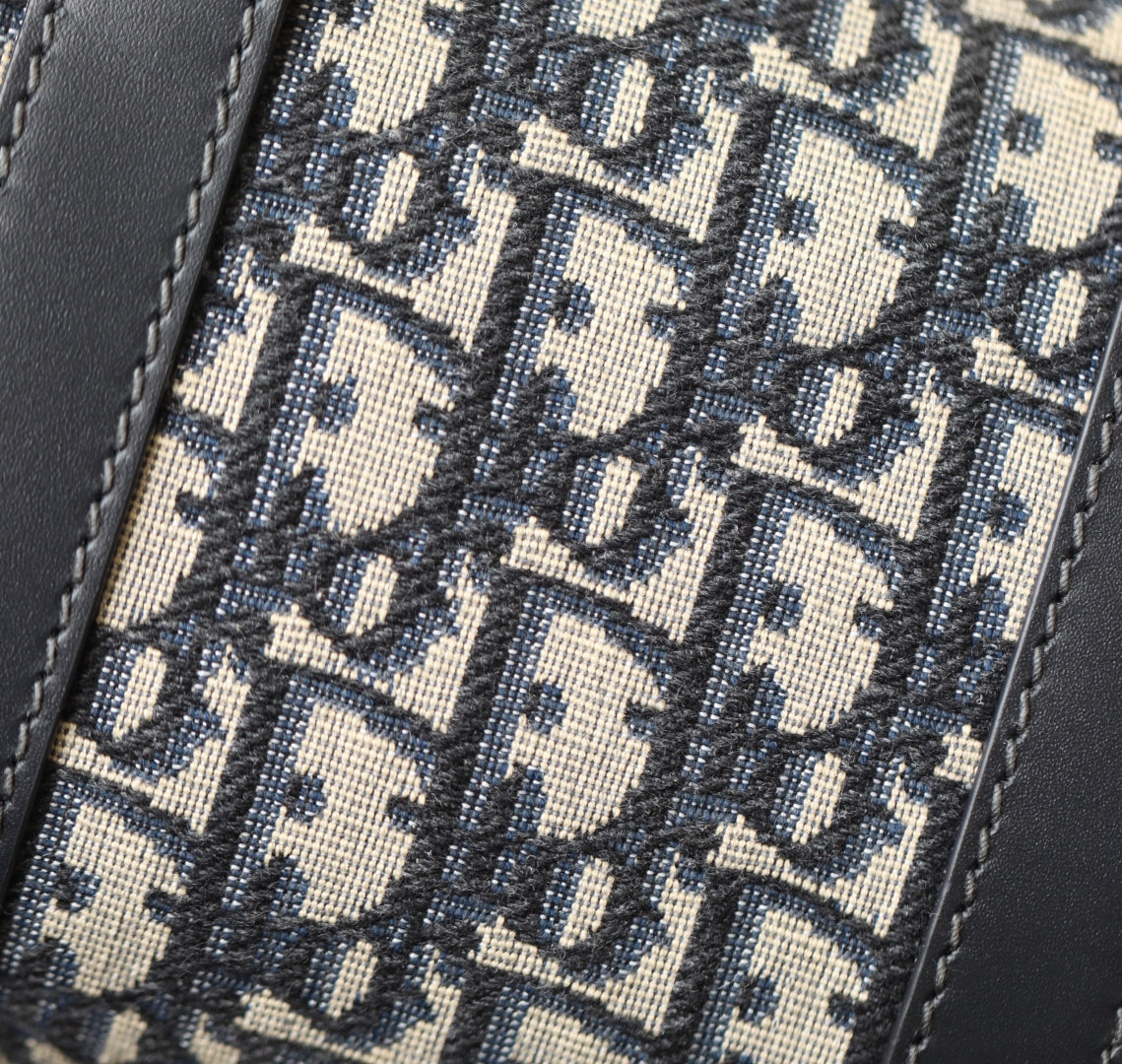 CD Monogram Pillow Bag Blue Beige Canvas