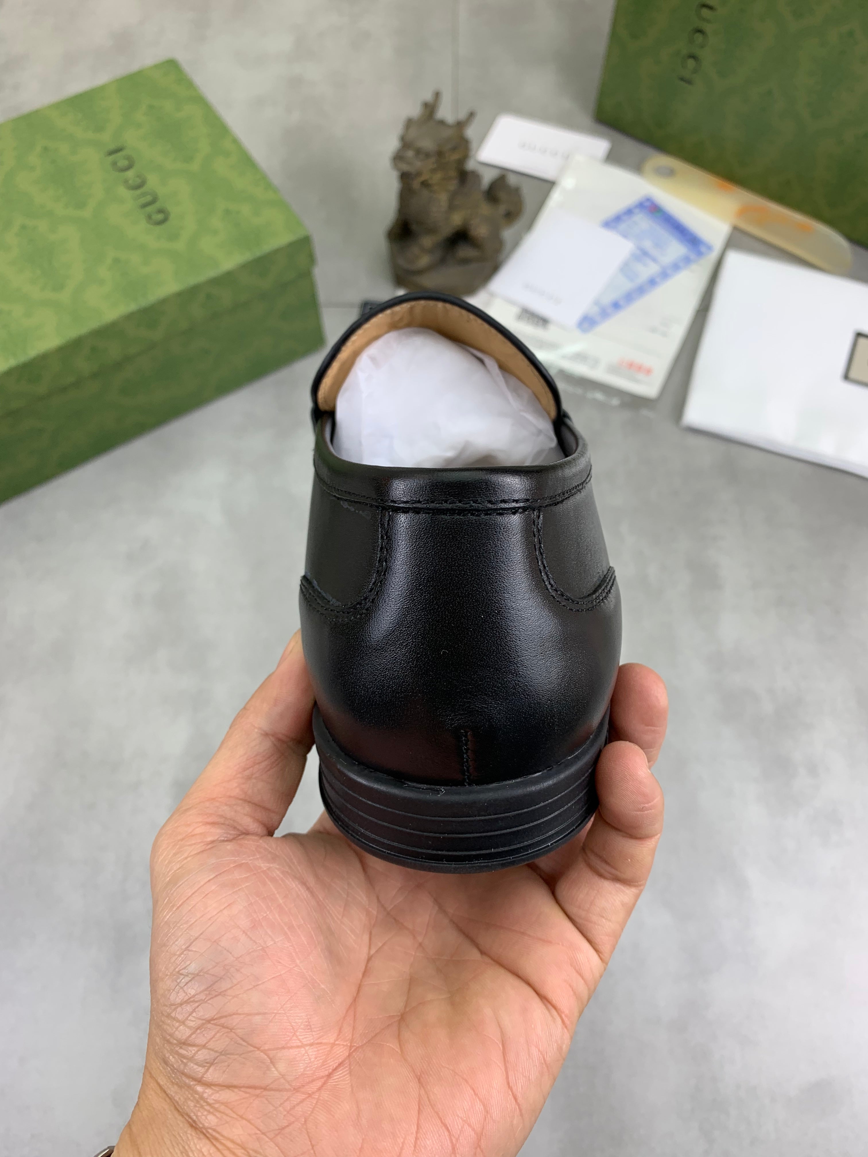 GG Men's Horsebit Loafer Black Silver Cowhide 524769