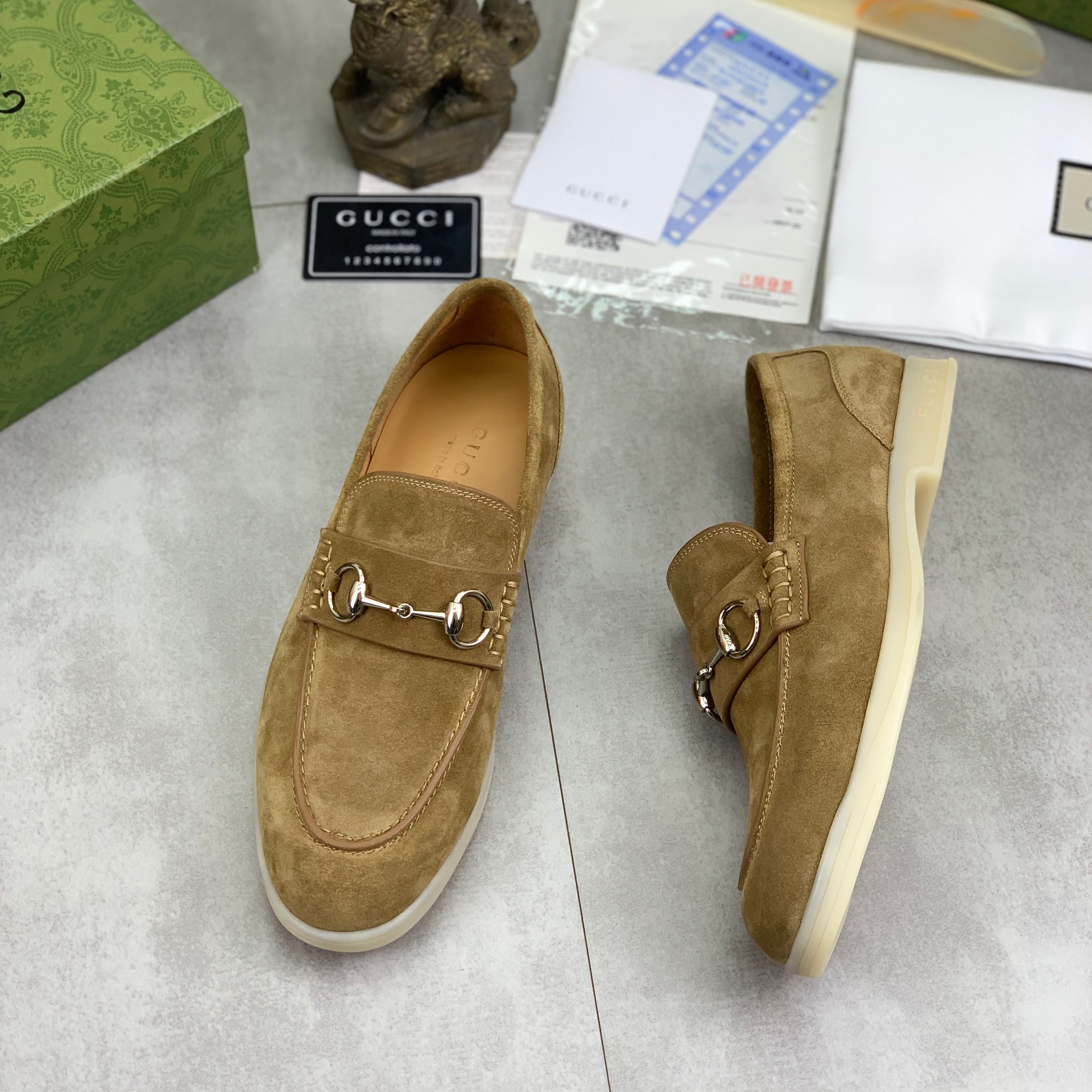 GG Men's Horsebit Loafer Tan Suede 524775