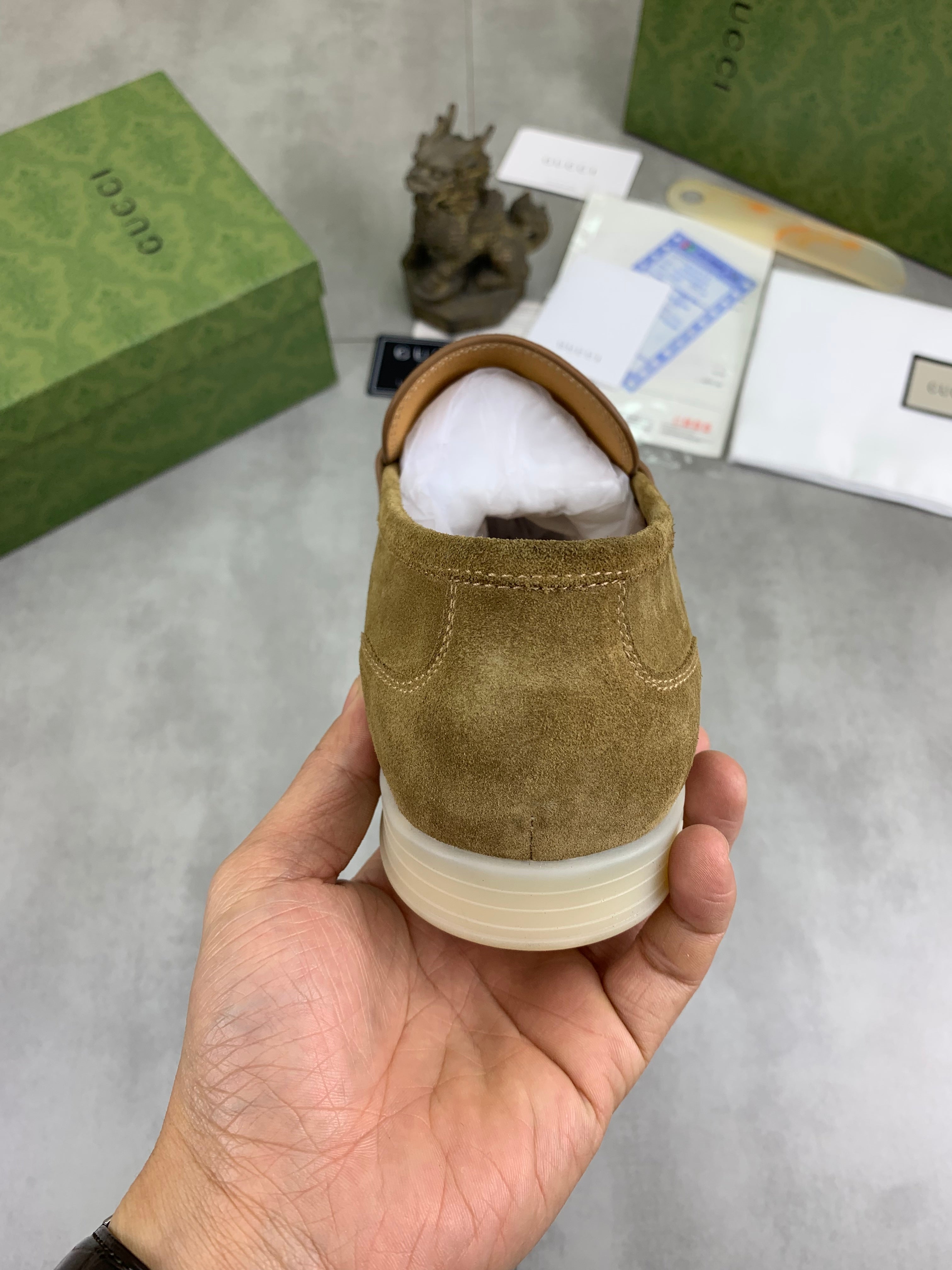 GG Men's Horsebit Loafer Tan Suede 524775