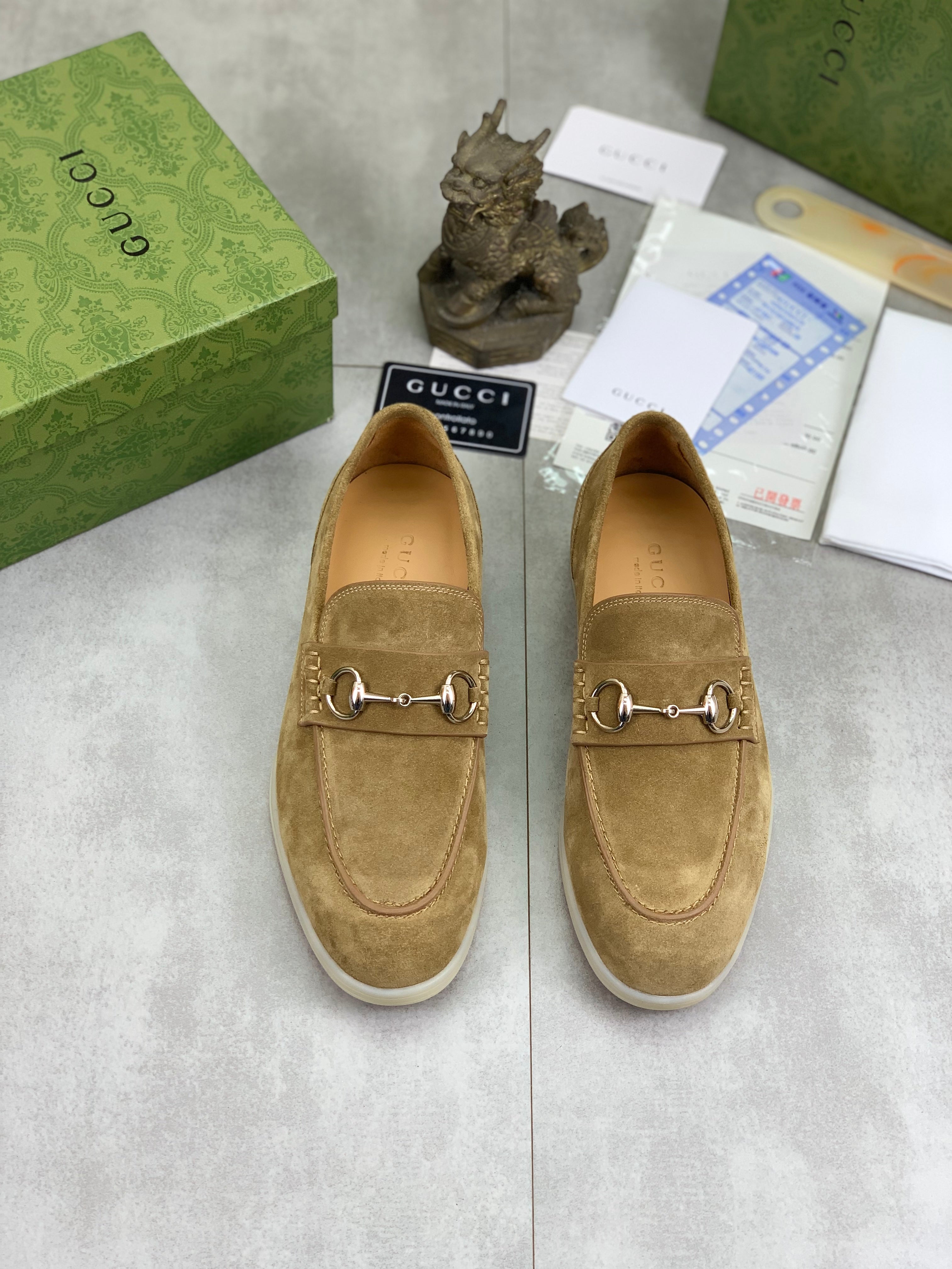 GG Men's Horsebit Loafer Tan Suede 524775