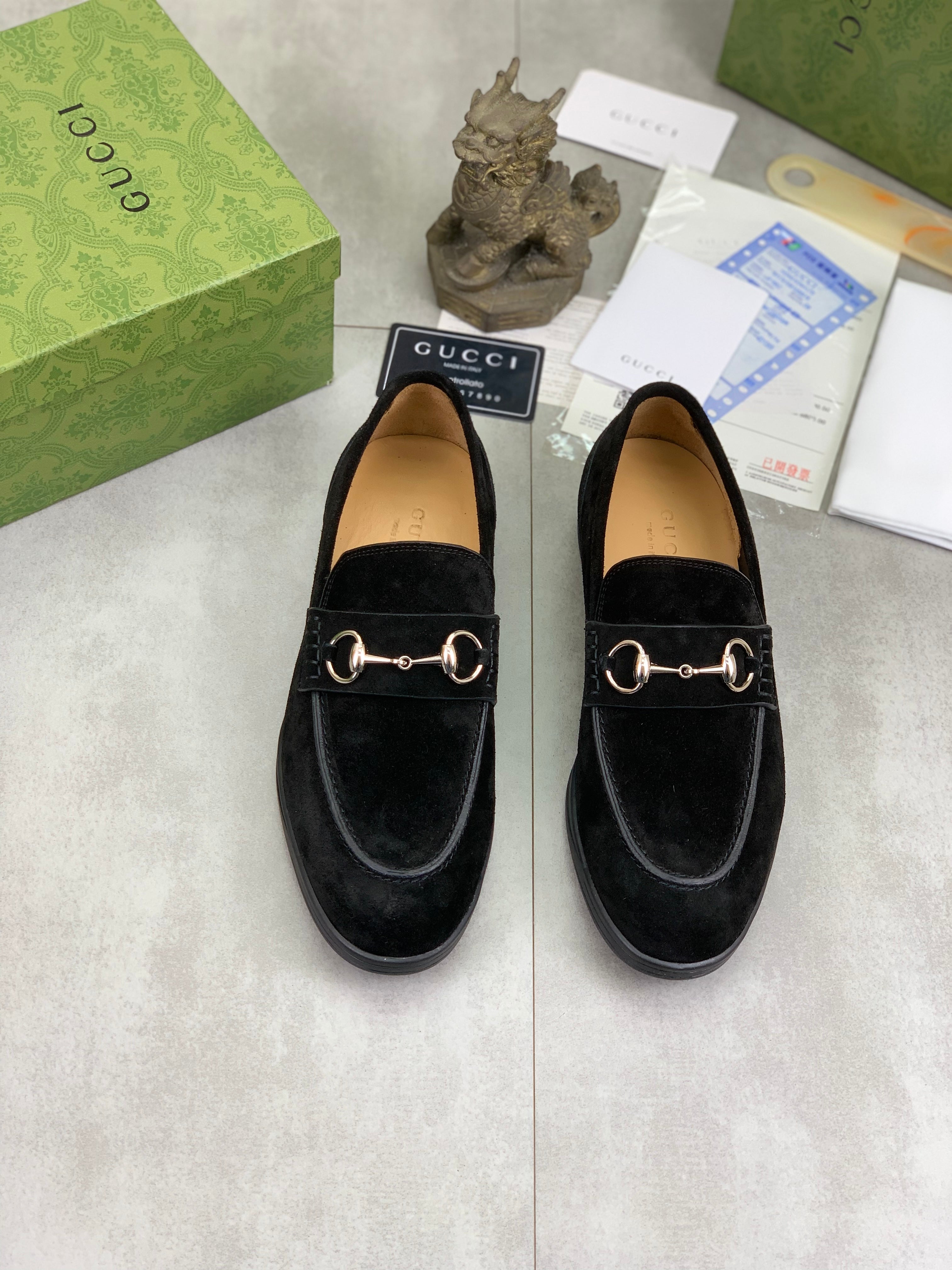 GG Men's Horsebit Loafer Black Suede 524777