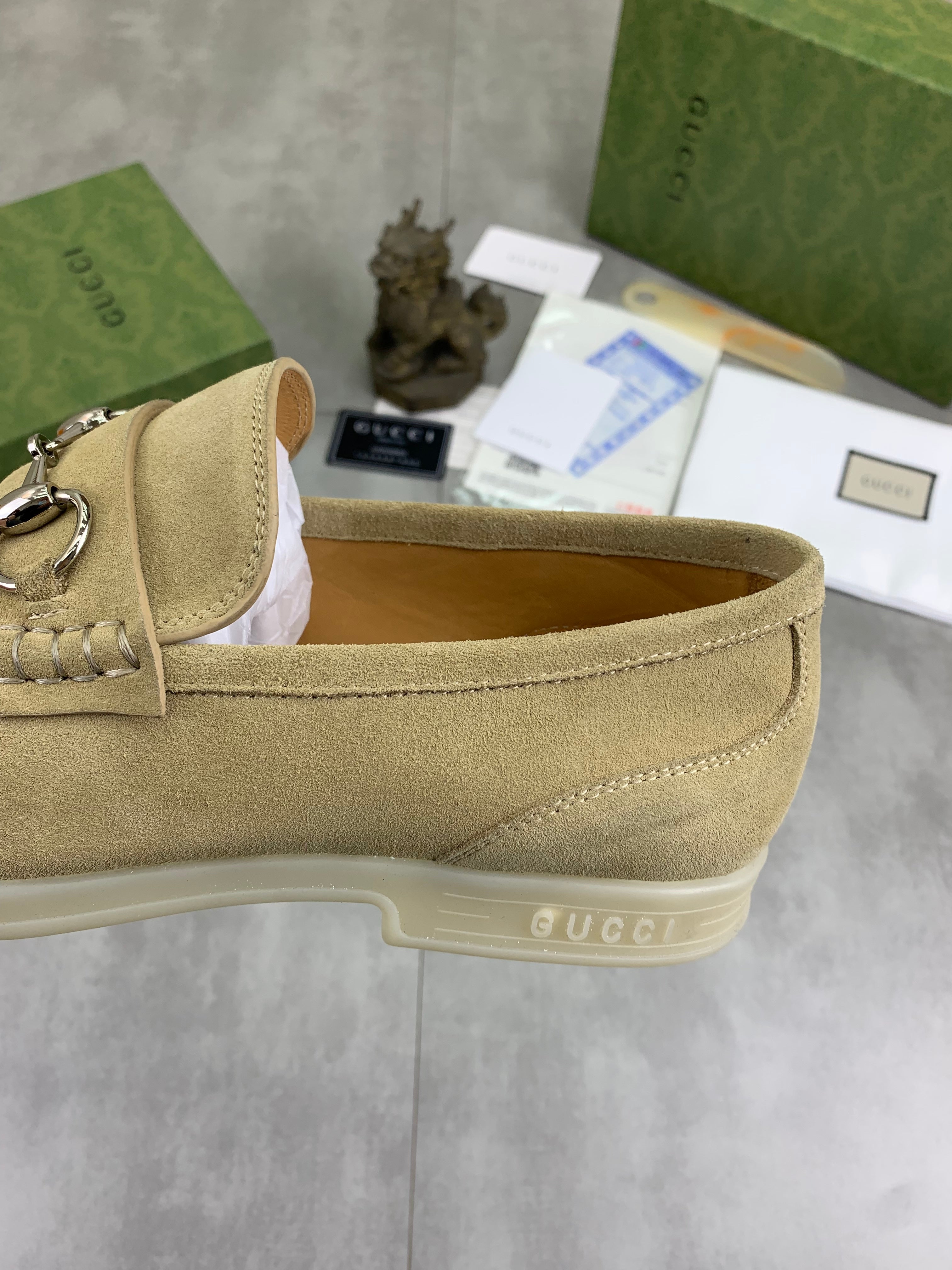 GG Men's Horsebit Loafer Beige Suede 524779